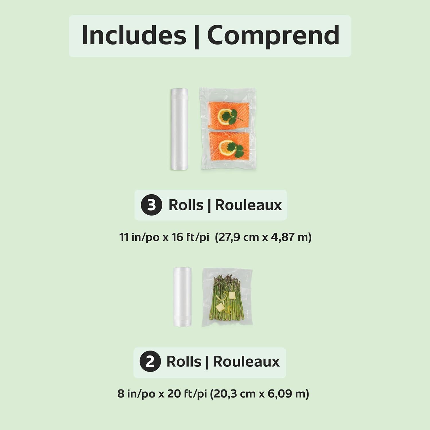 Bolsas de Sellado al Vacío FoodSaver Multipack 5 Rollos