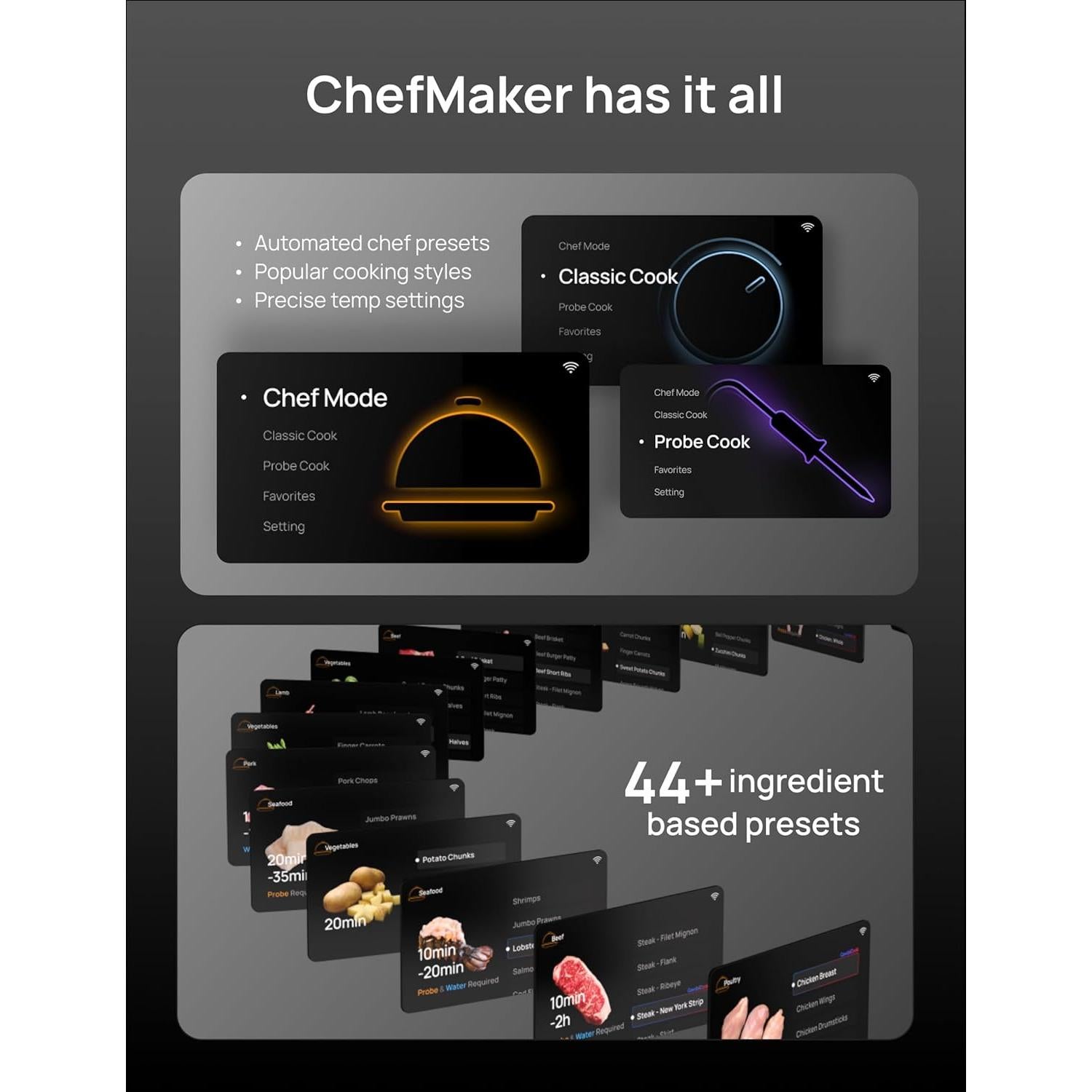 Freidora de aire Dreo ChefMaker 6 QT, Cocción inteligente