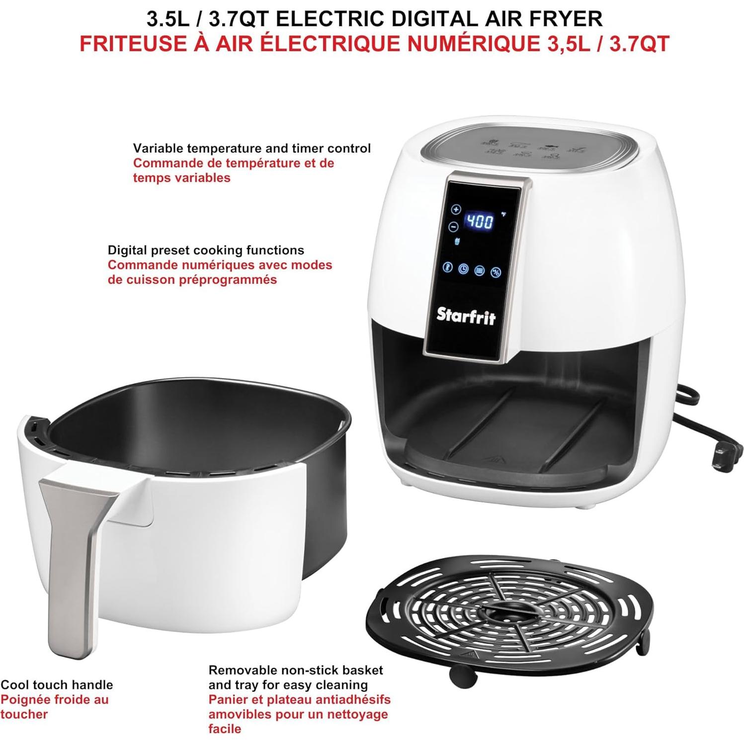 Freidora de Aire Digital Starfrit 3.5L 1400W Pantalla Táctil LED