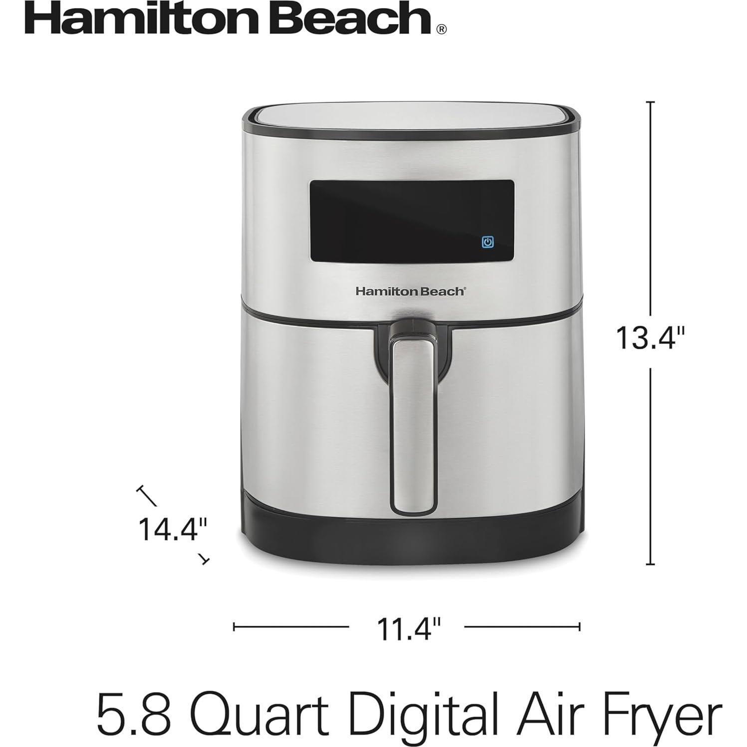 Freidor de aire digital Hamilton Beach 5.8L 1700W negro