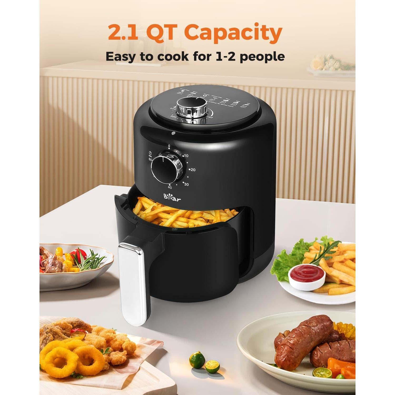 Freidora de Aire Bear 2.1 QT Compacta con Control de Temperatura