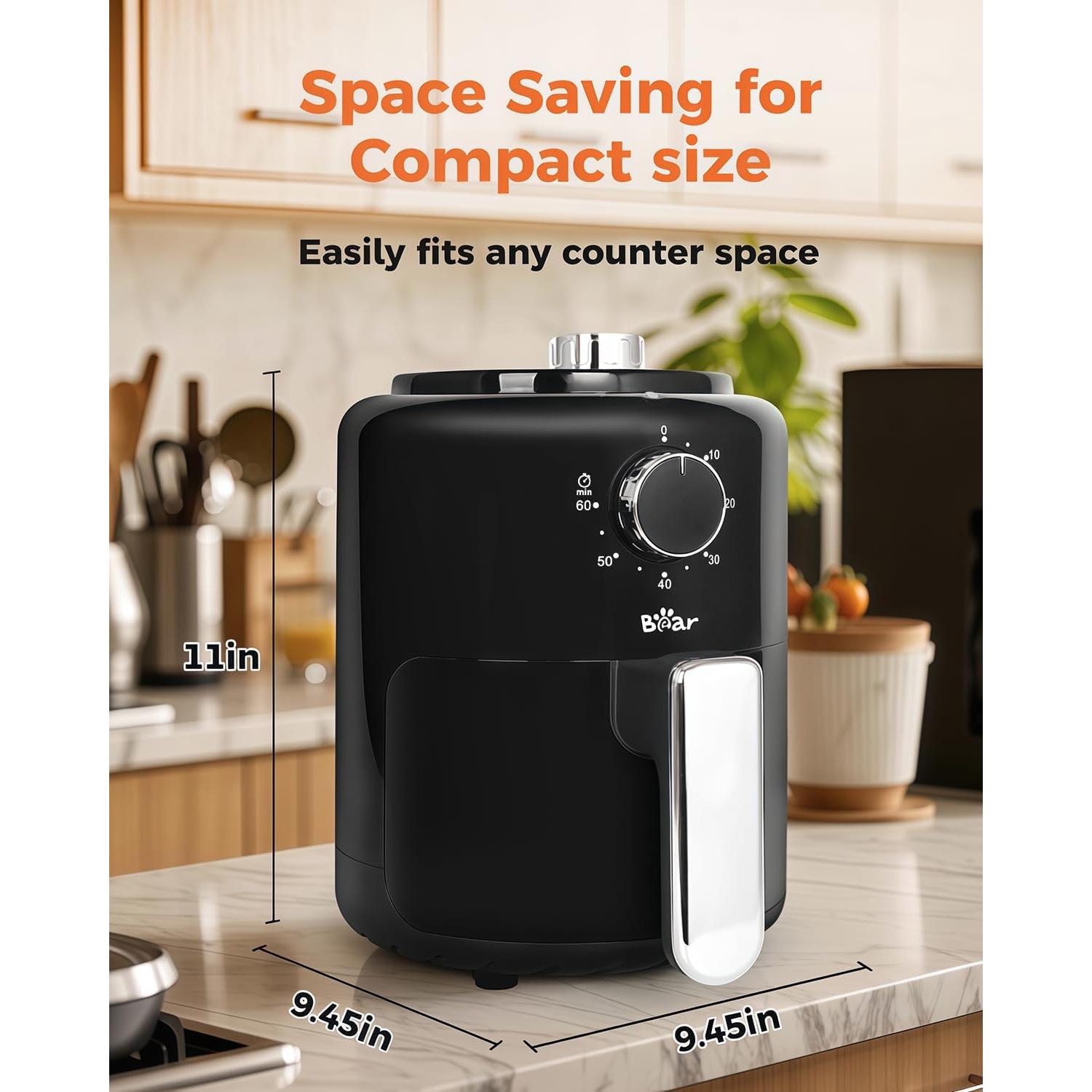 Freidora de Aire Bear 2.1 QT Compacta con Control de Temperatura