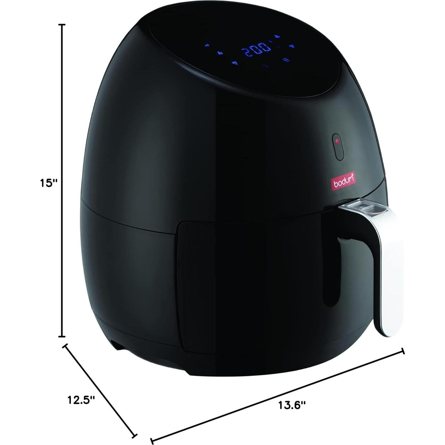 Bodum Melior Air Fryer with Digital Control Panel and 8 Presets, 169 Ounce, Black