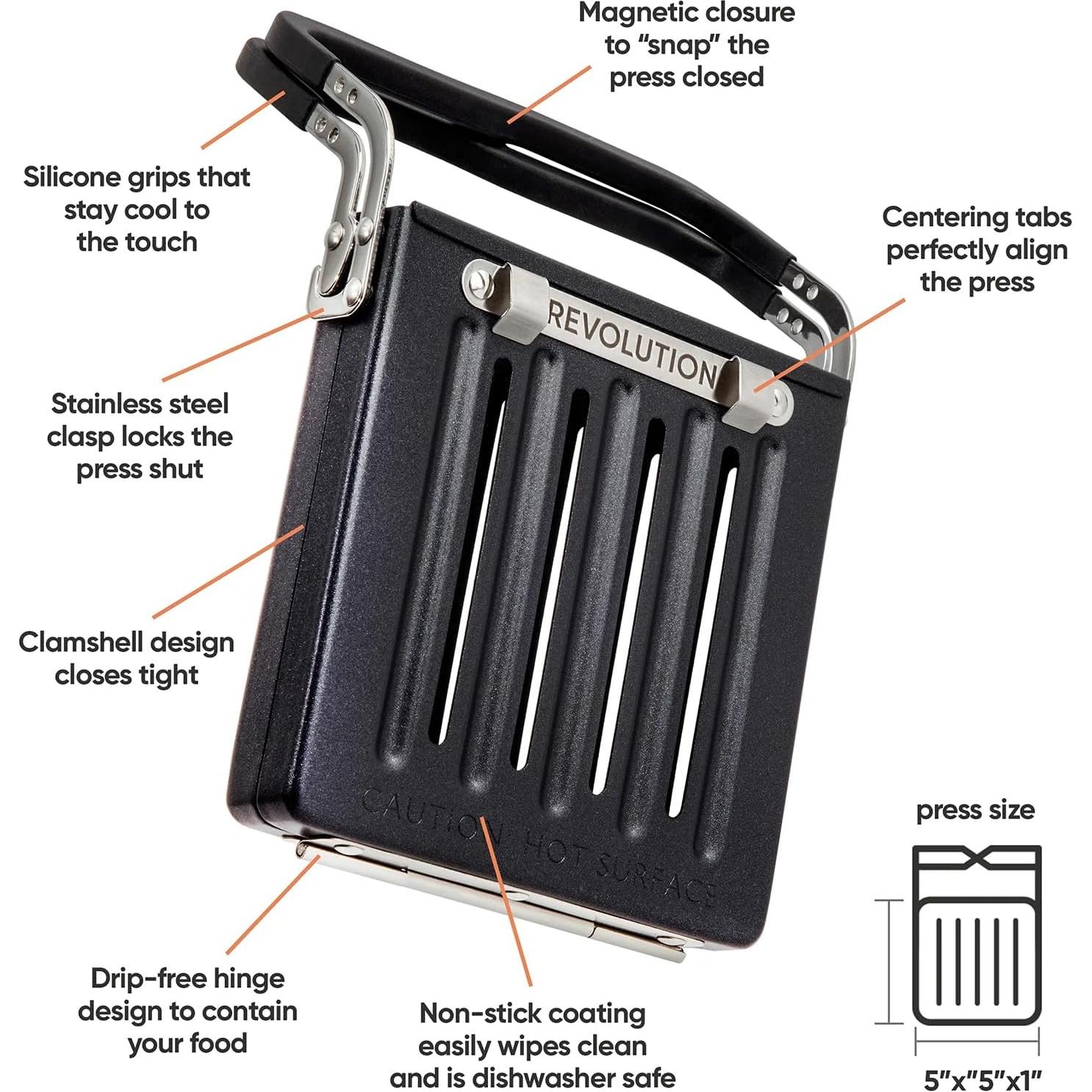 Prensa Sandwich Revolution para Tostador 1500W Negra