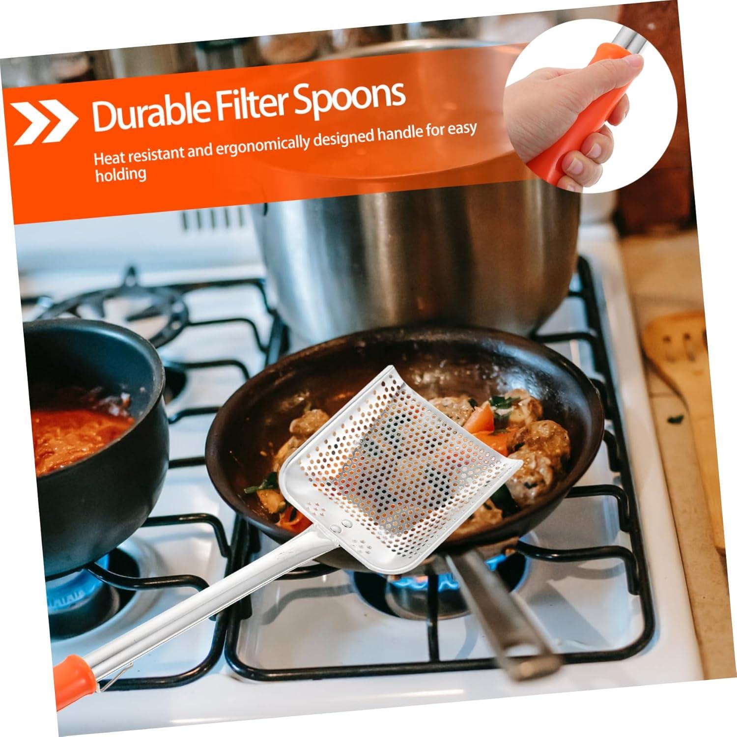 Cernidor de Acero Inoxidable Amosfun 49.5x2.5cm con Mango