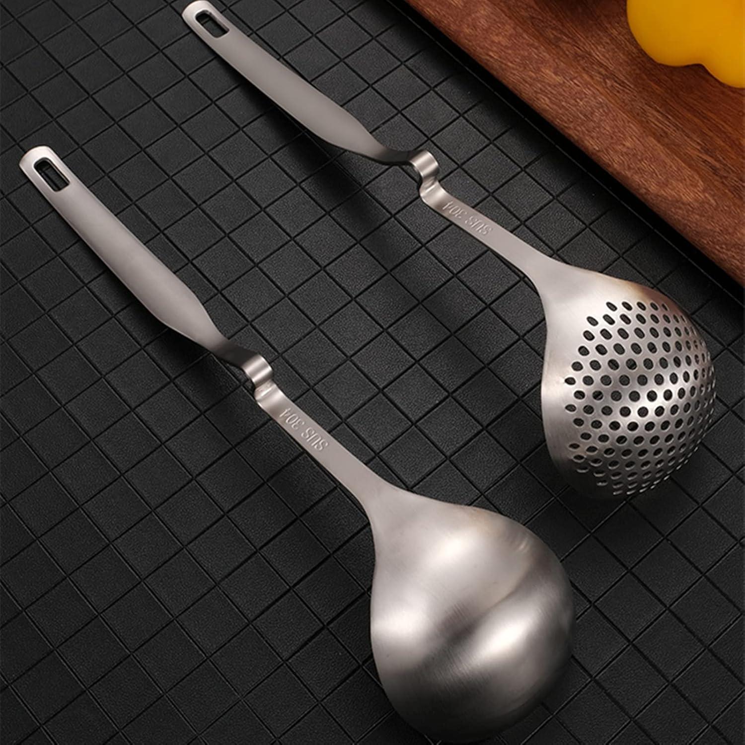 Juego de Cucharones Coladores Peohud de Acero Inoxidable 4 Piezas