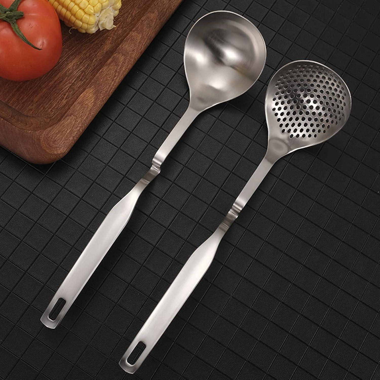 Juego de Cucharones Coladores Peohud de Acero Inoxidable 4 Piezas