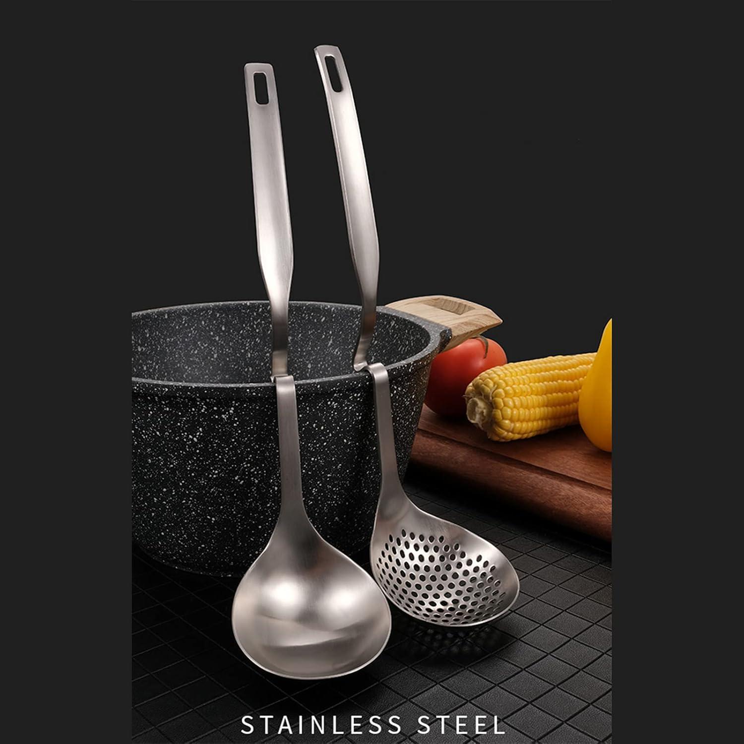 Juego de Cucharones Coladores Peohud de Acero Inoxidable 4 Piezas