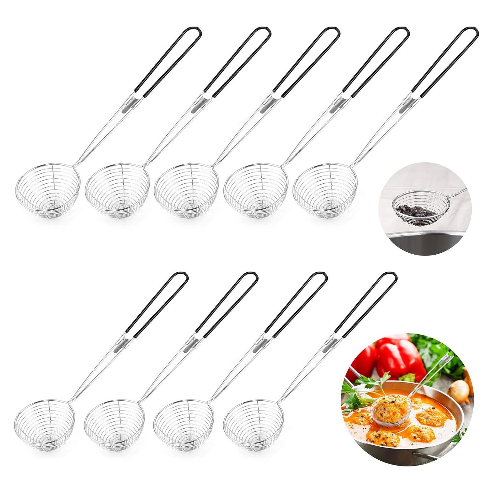 Cucharón Colador de Acero Inoxidable Heqishun 9 Piezas 27 cm