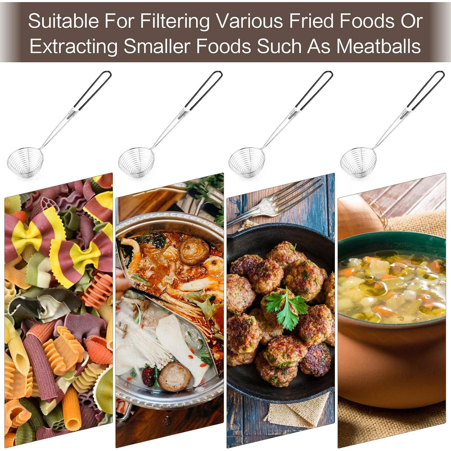 Cucharón Colador de Acero Inoxidable Heqishun 9 Piezas 27 cm