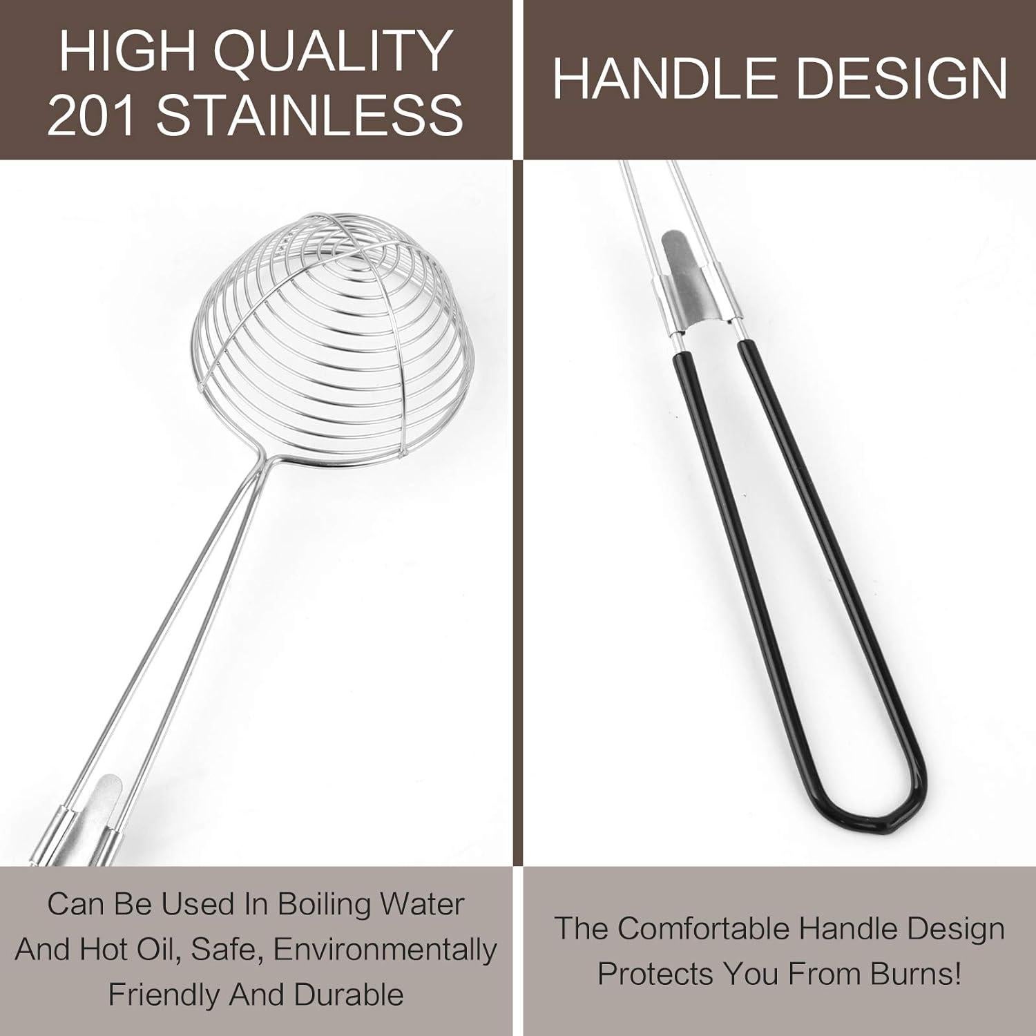 Cucharón Colador de Acero Inoxidable Heqishun 9 Piezas 27 cm