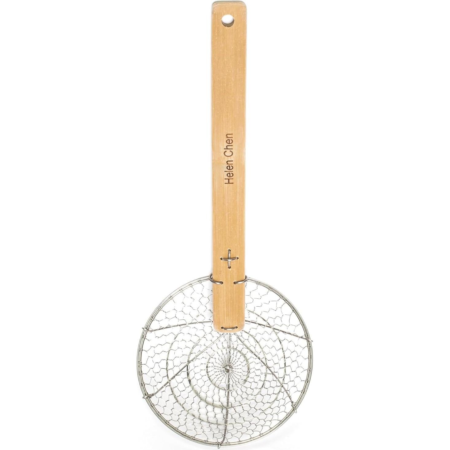 Colador Araña Acero Inoxidable Helen 17,78 cm Mango Bambú