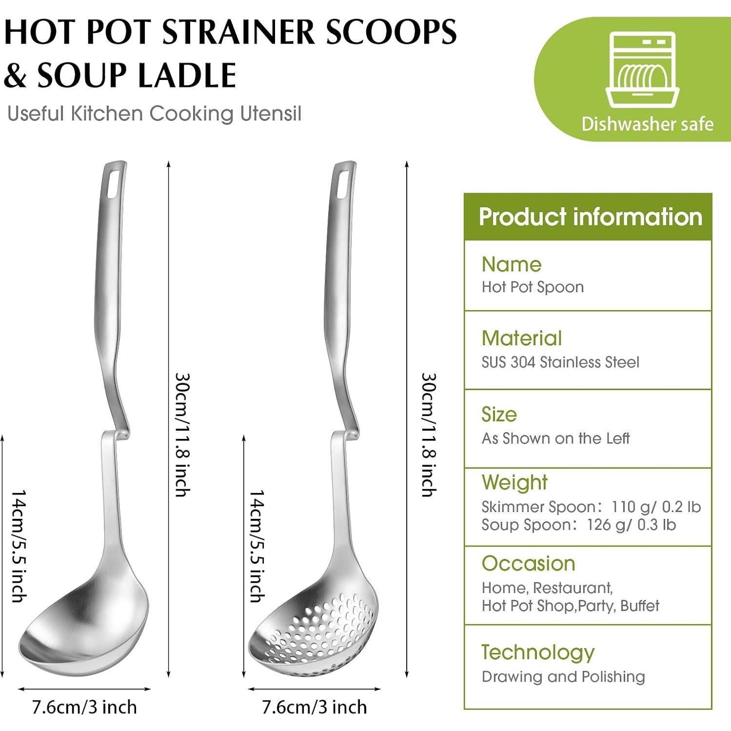 Juego de cucharas coladoras acero inoxidable Patelai 2 piezas