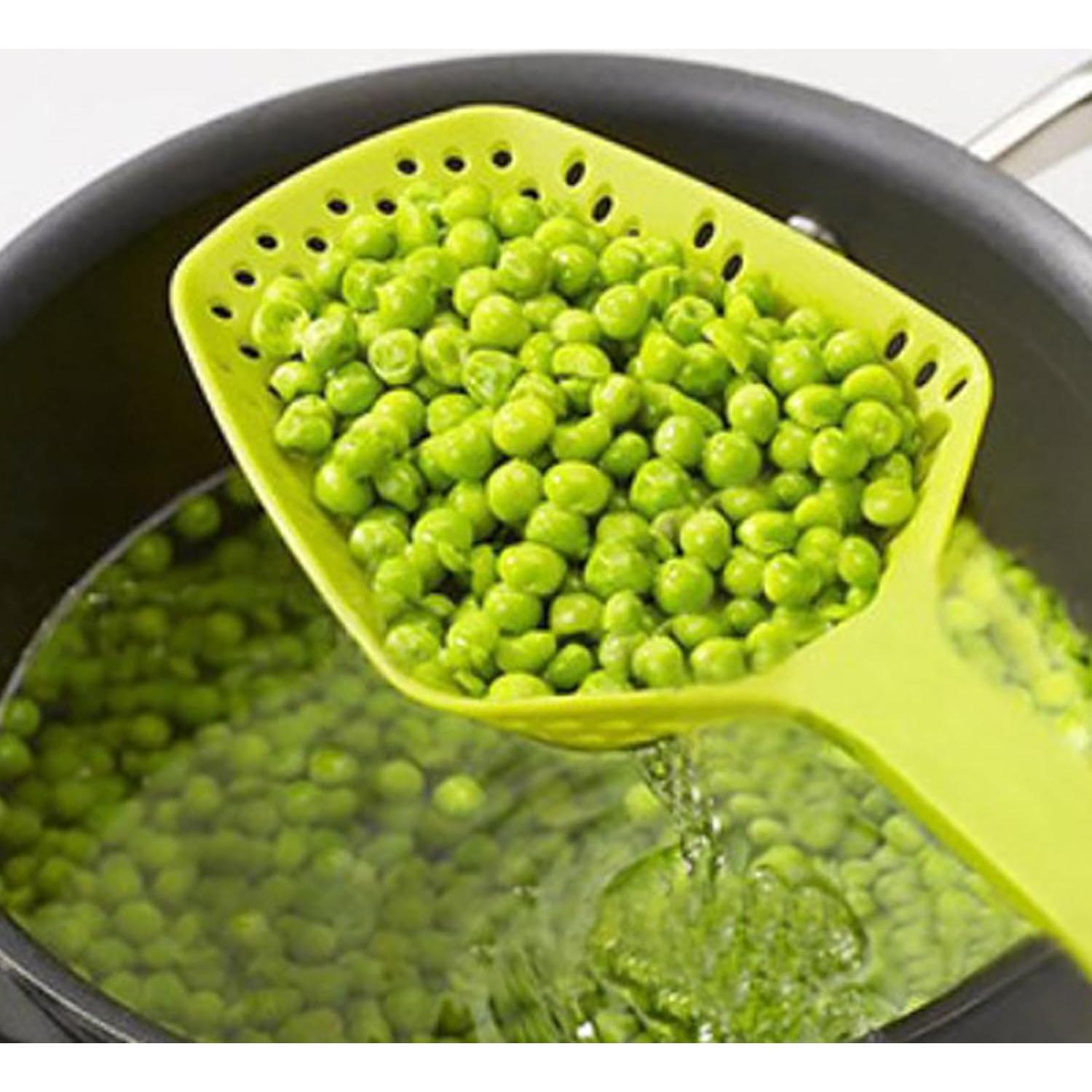 Food Scoop Colander, Plastic Integrated Multifunctional Slotted Spoon, Plastic Heat-Resistant Large Slotted Strainer and Skimmer for Pasta, Vegetables, Salad