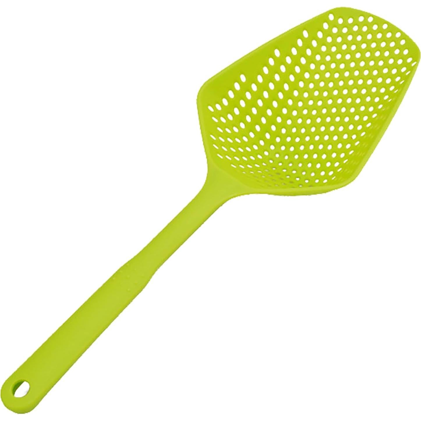 Food Scoop Colander, Plastic Integrated Multifunctional Slotted Spoon, Plastic Heat-Resistant Large Slotted Strainer and Skimmer for Pasta, Vegetables, Salad