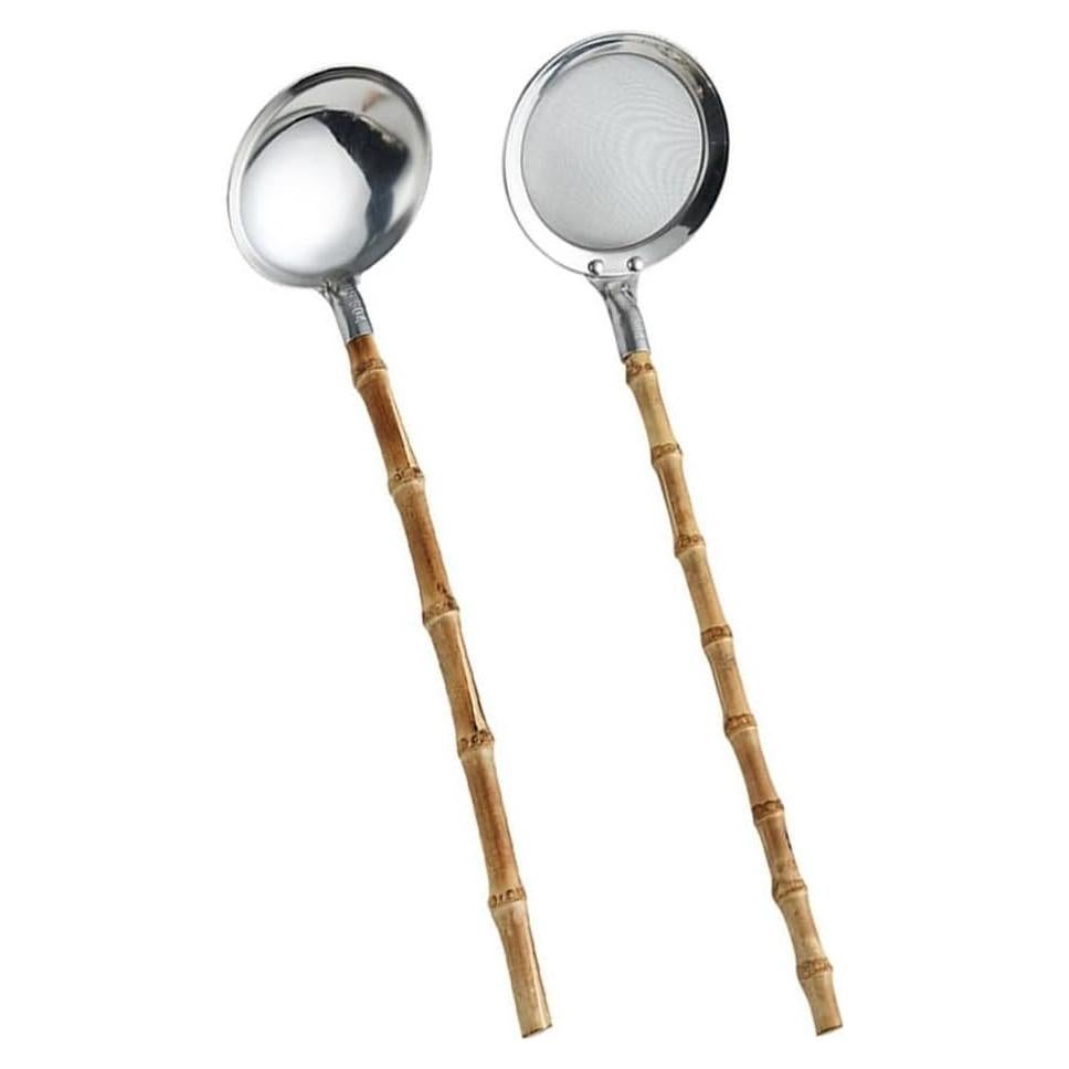 Colador de Cocina Zaoalife Acero Inoxidable 30 cm Mango Bambú