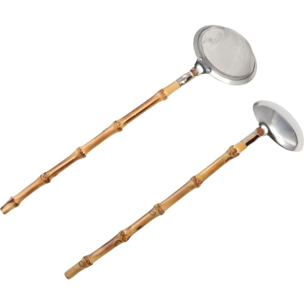 Colador de Cocina Zaoalife Acero Inoxidable 30 cm Mango Bambú