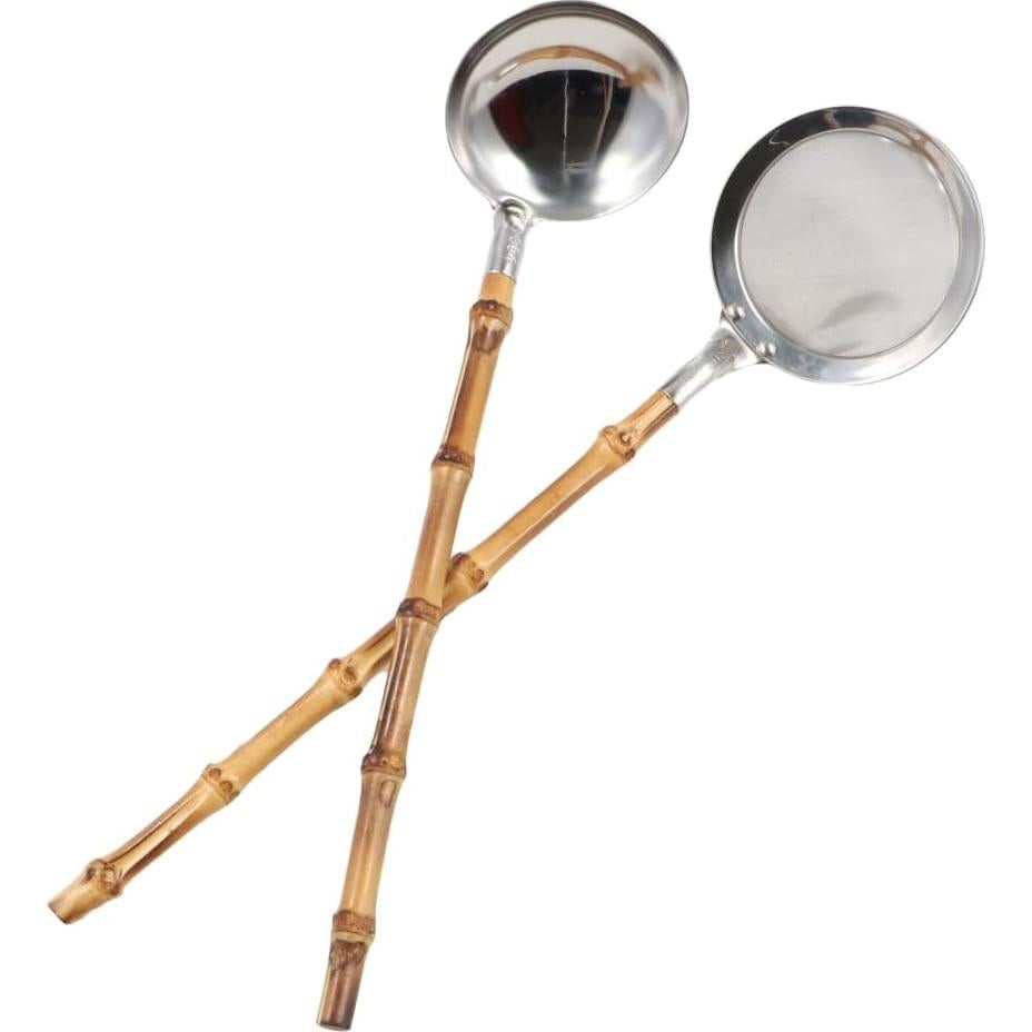 Colador de Cocina Zaoalife Acero Inoxidable 30 cm Mango Bambú