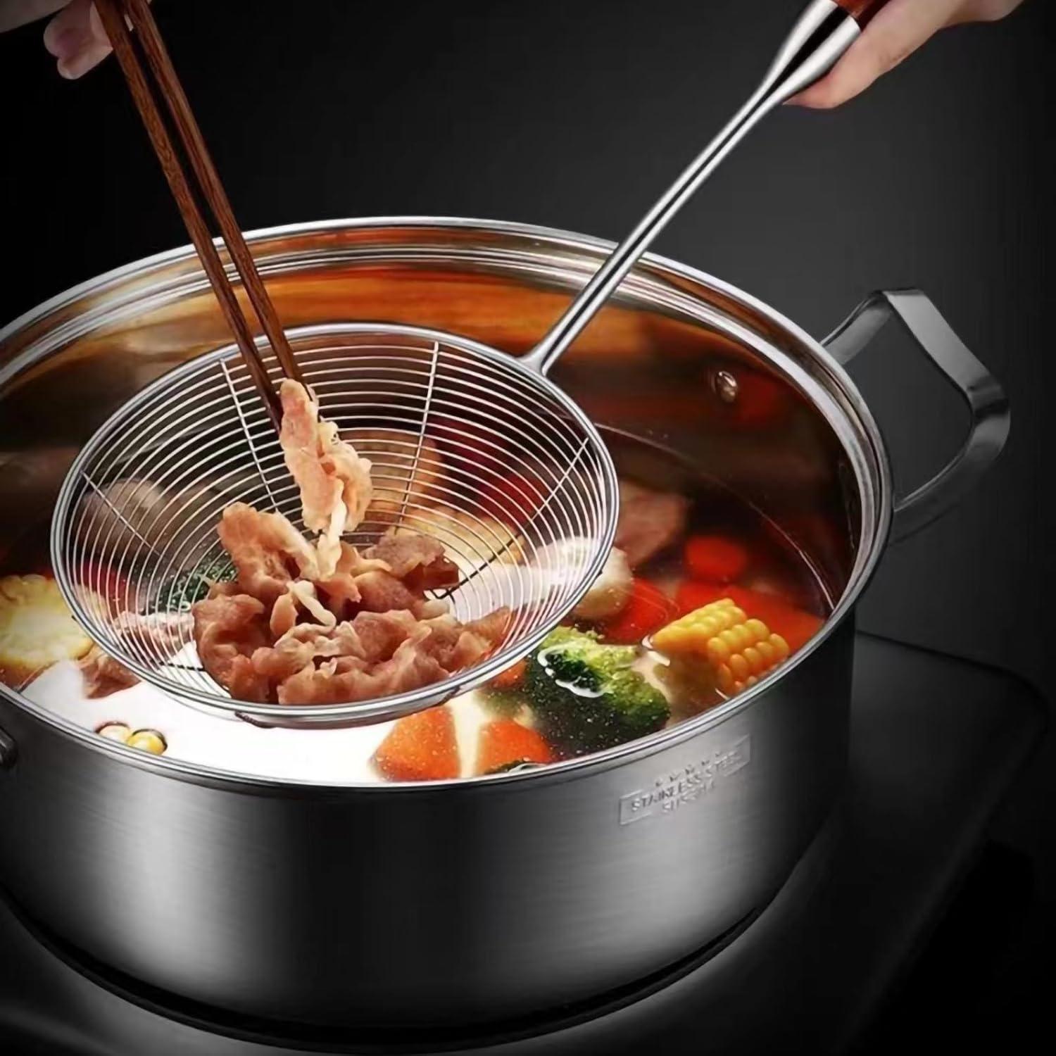 Cuchara Coladora Araña Zmeni Acero Inoxidable Mango Madera