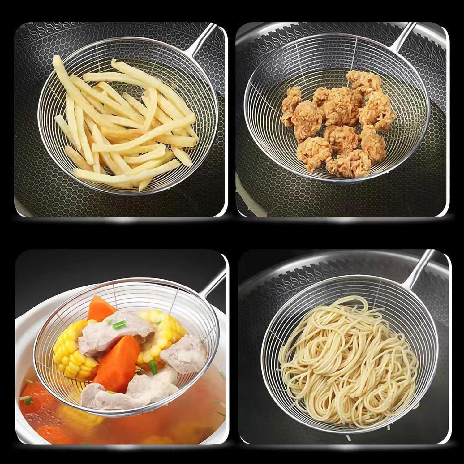 Cuchara Coladora Araña Zmeni Acero Inoxidable Mango Madera