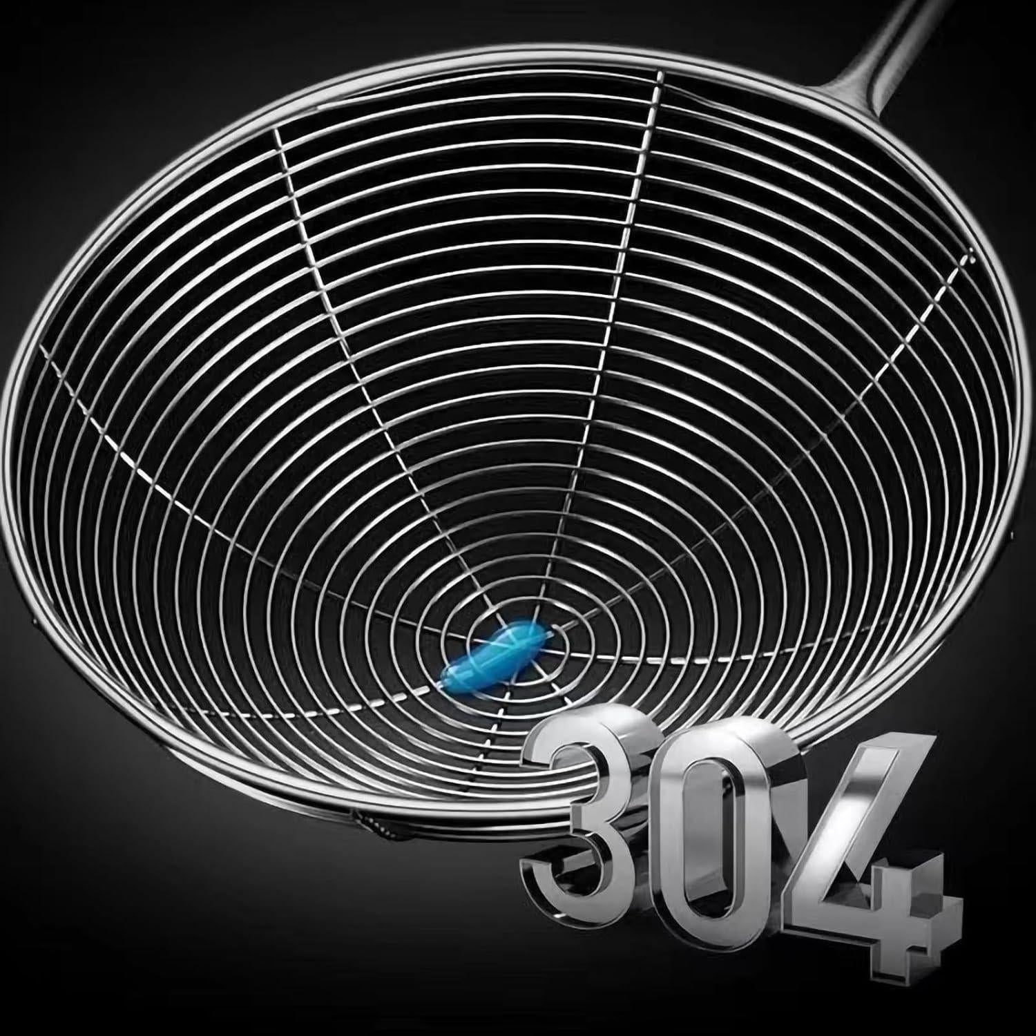 Cuchara Coladora Araña Zmeni Acero Inoxidable Mango Madera