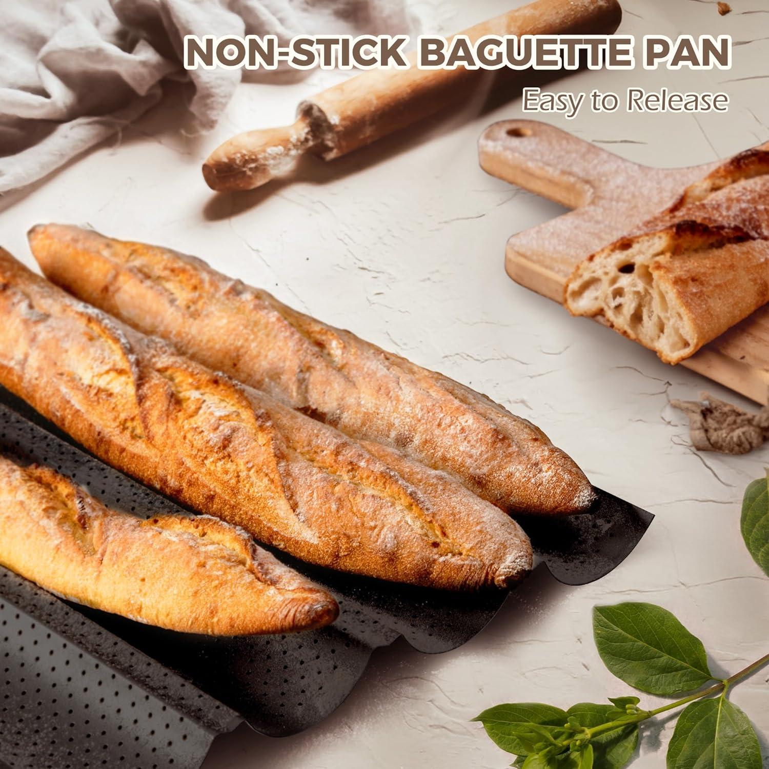 Bandeja para Hornear Baguettes KITESSENSU 38x16 cm Antiadherente