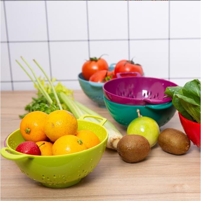 Colador Mini ASEANAO 15,24 cm Doble Mango Libre BPA Azul