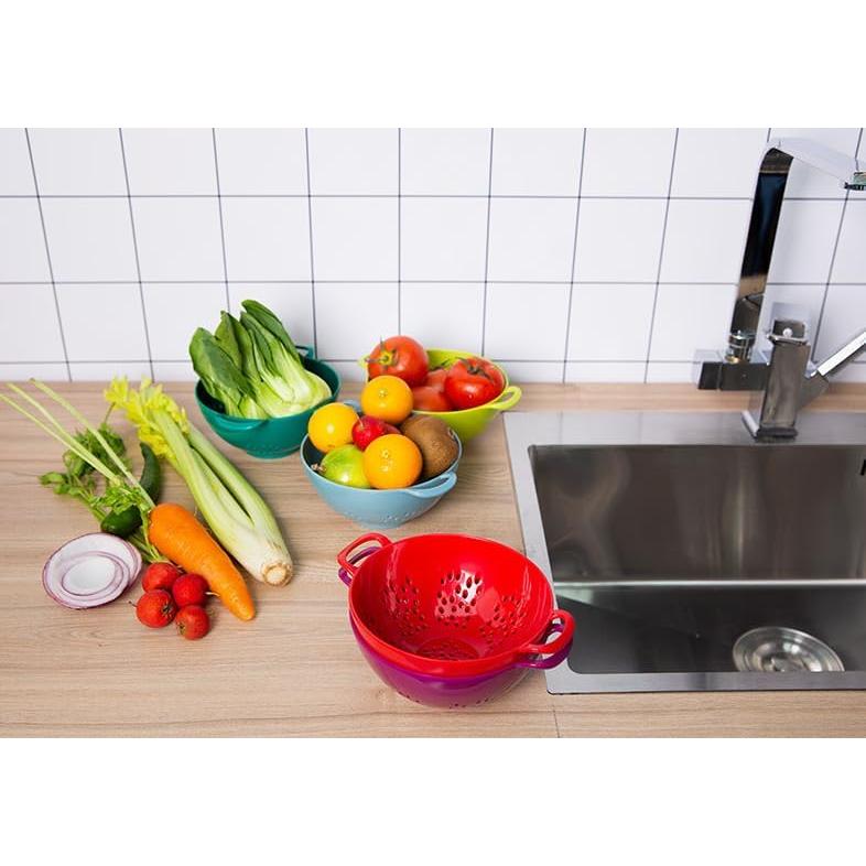 Colador Mini ASEANAO 15,24 cm Doble Mango Libre BPA Azul