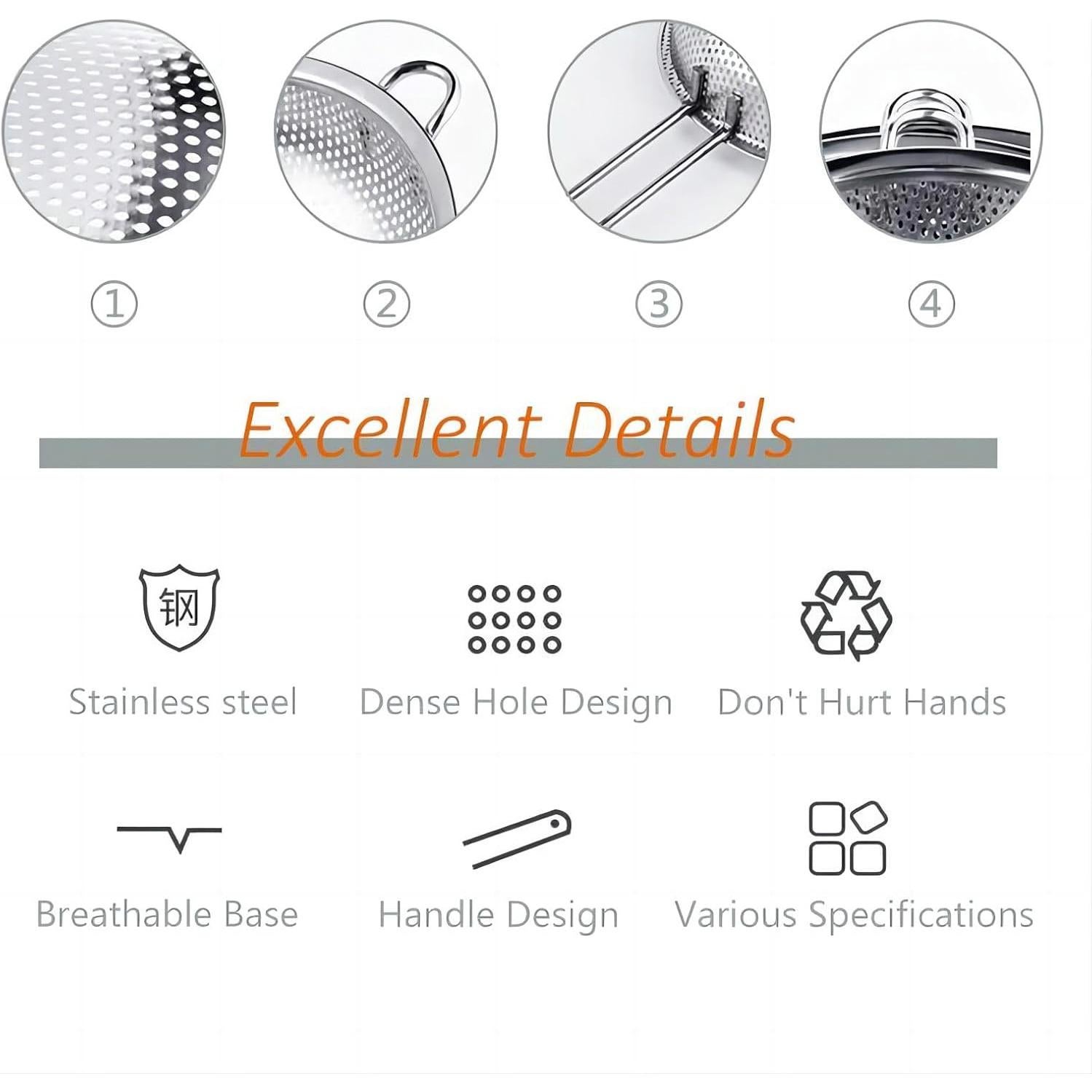 Colador de Acero Inoxidable GREATLINK 19.5 cm con Mango