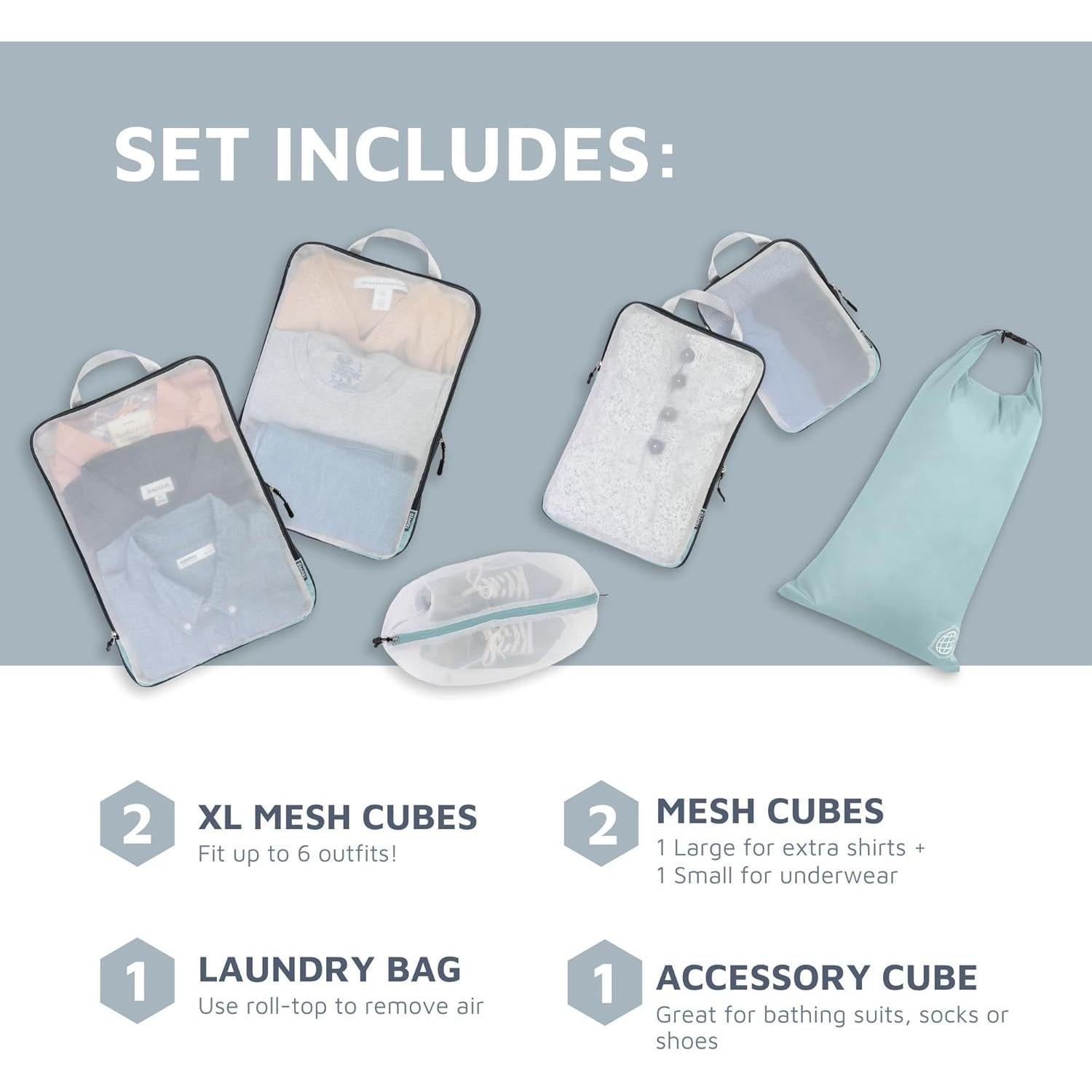 Juego de Cubos de Empaque Grande TRIPPED - Organizador de Viaje