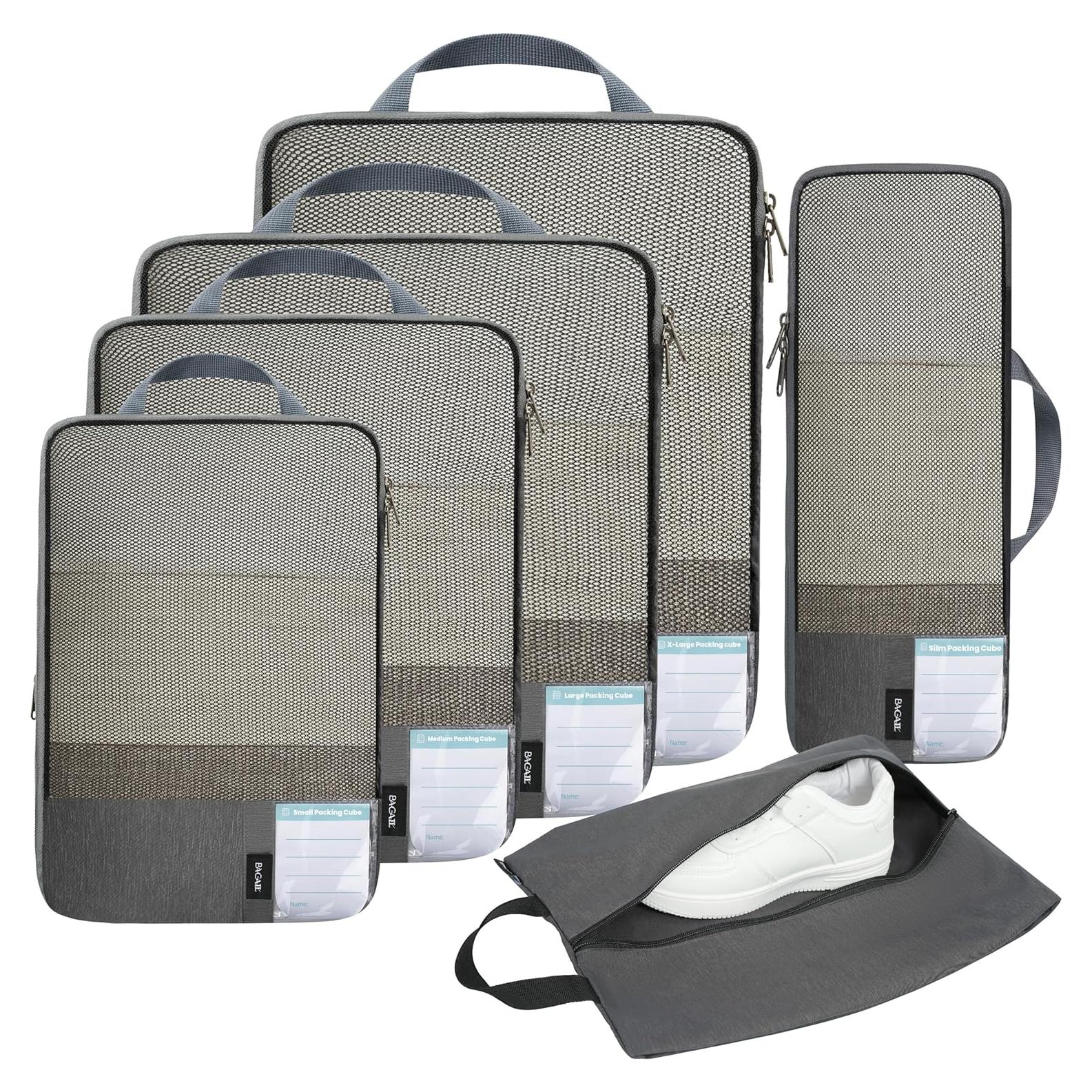 Set de 6 Cubos de Compresión BAGAIL para Viajes Gris