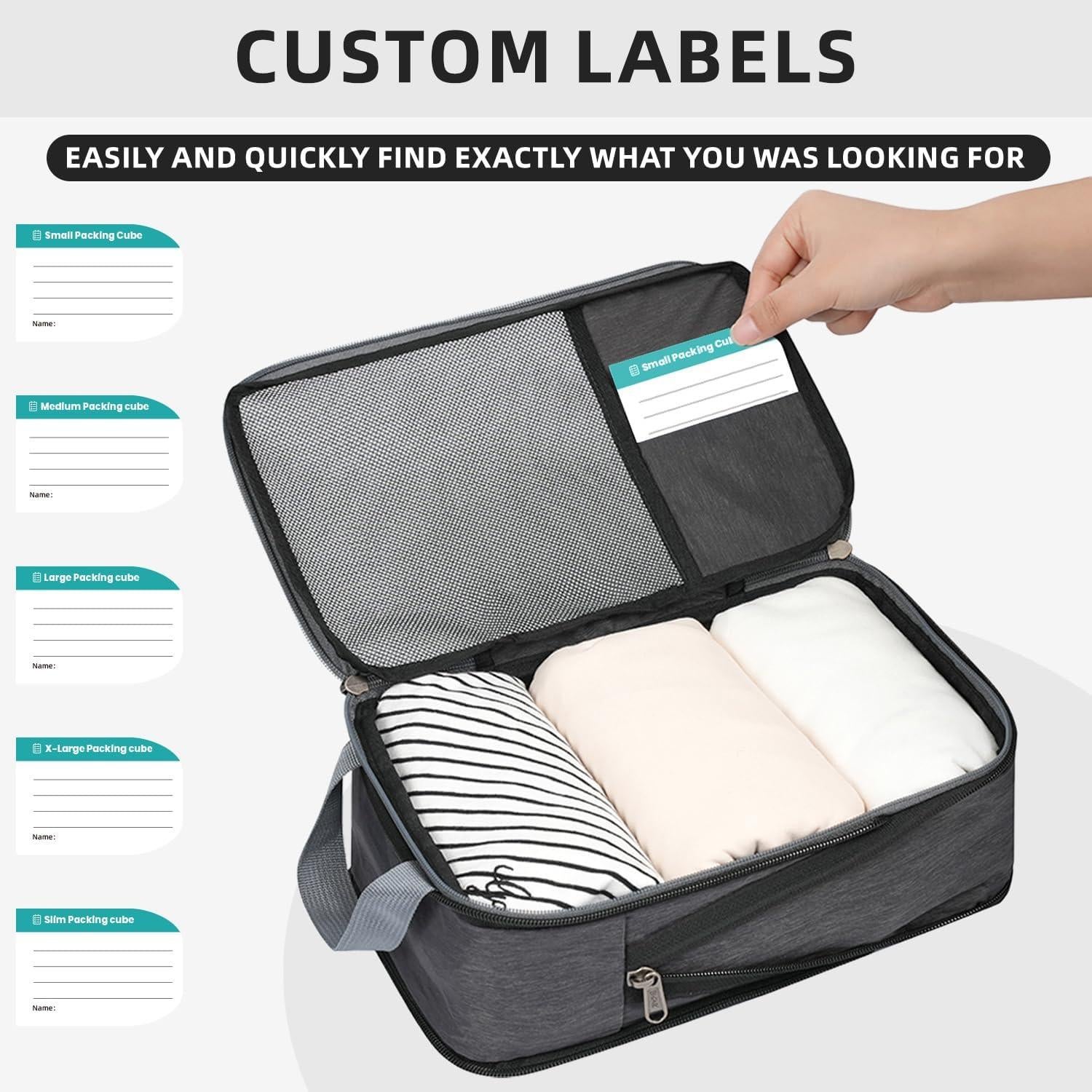 Set de 6 Cubos de Compresión BAGAIL para Viajes Gris