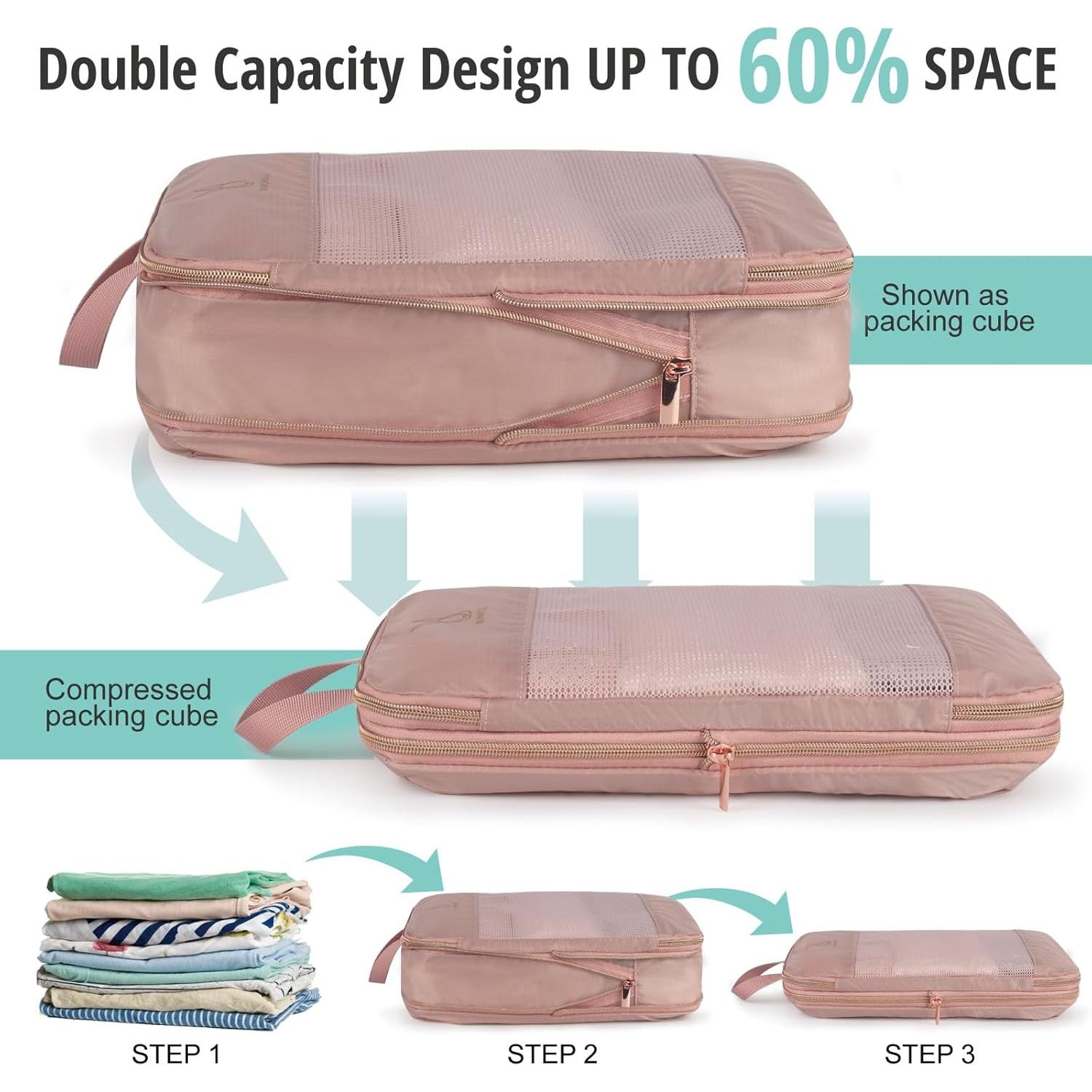 Set de 6 Cubos de Compresión Expandibles Bunnychill Rosa