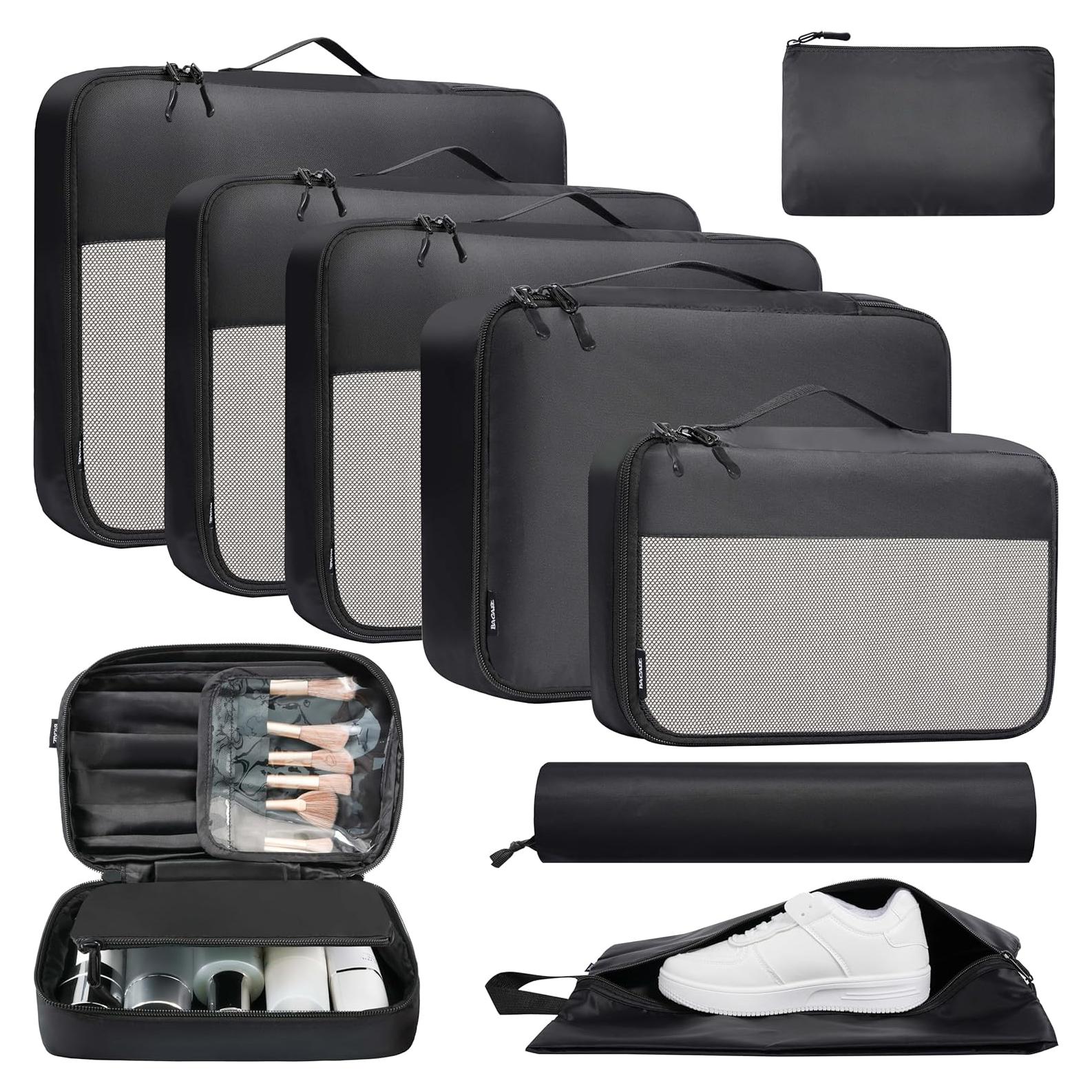 Cubos de Empaque Organizador BAGAIL 9 Set Negro para Viajes