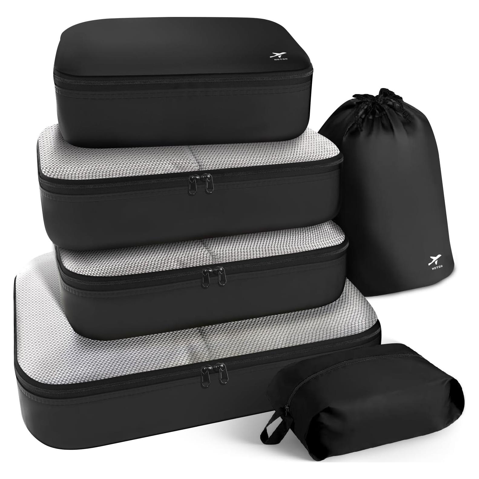 Cubos de Empaque HOTOR 6 Piezas Negro Organizador Viaje