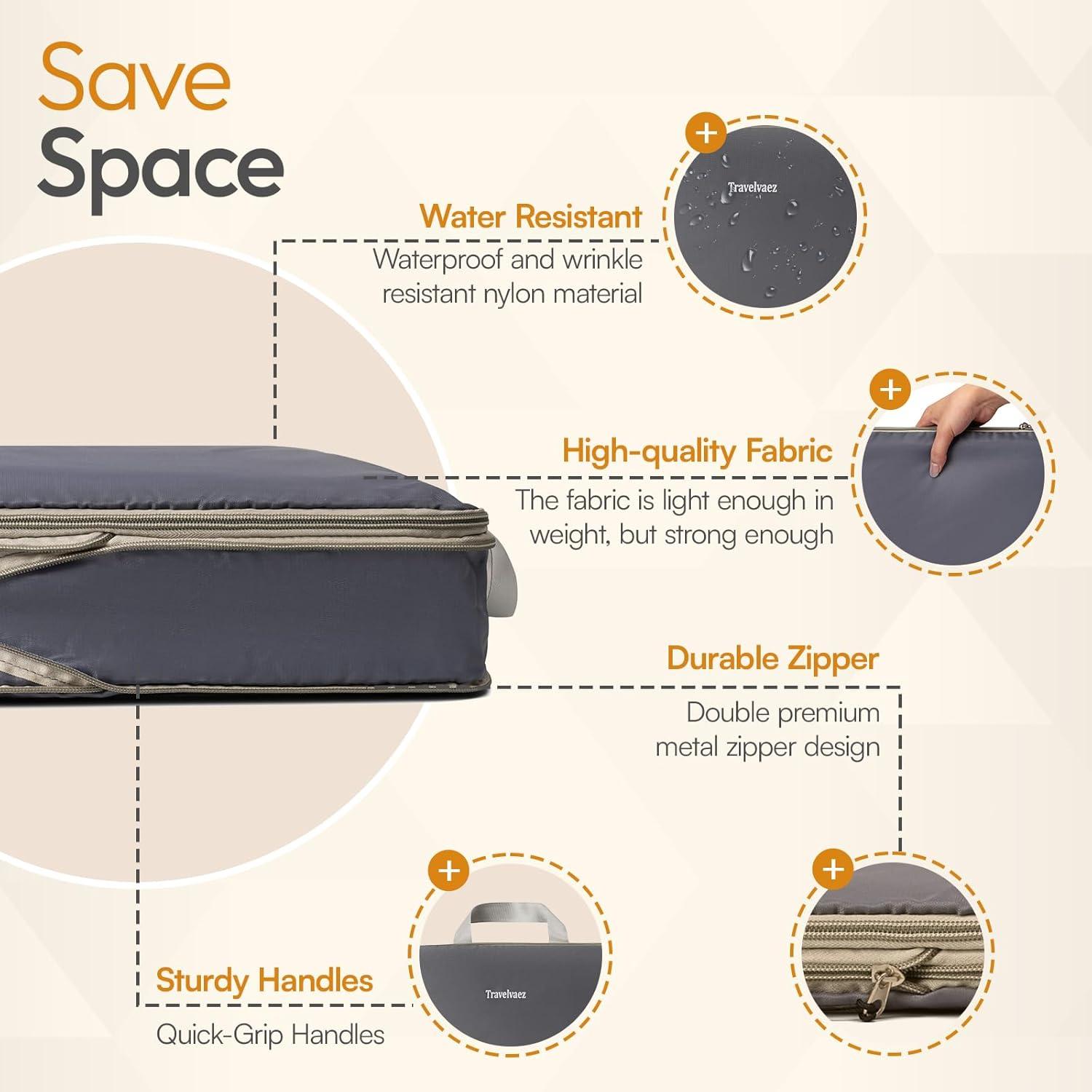 Set de 6 Cubos de Compresión Travelvaez Gris 40x31 cm