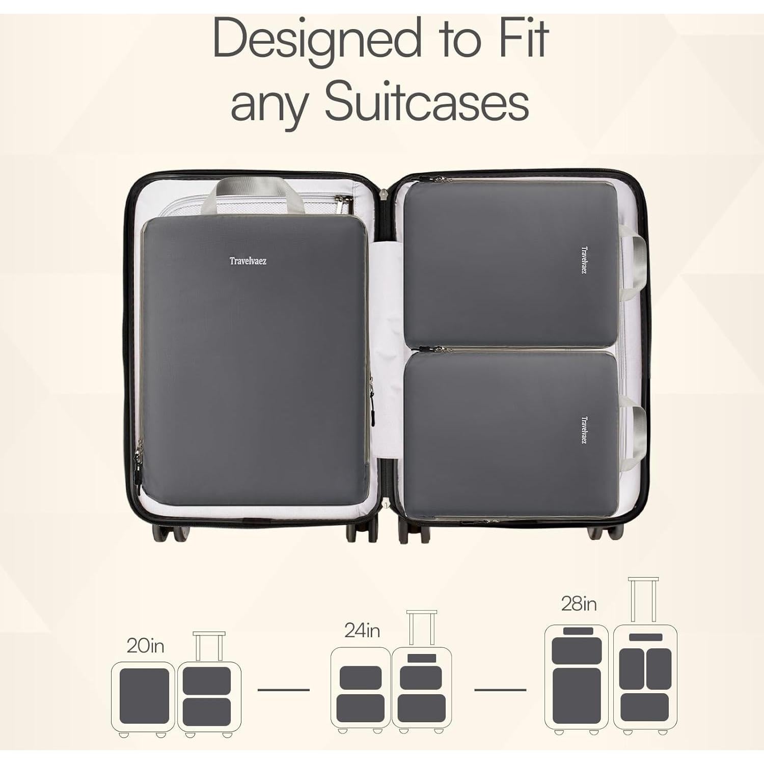 Set de 6 Cubos de Compresión Travelvaez Gris 40x31 cm