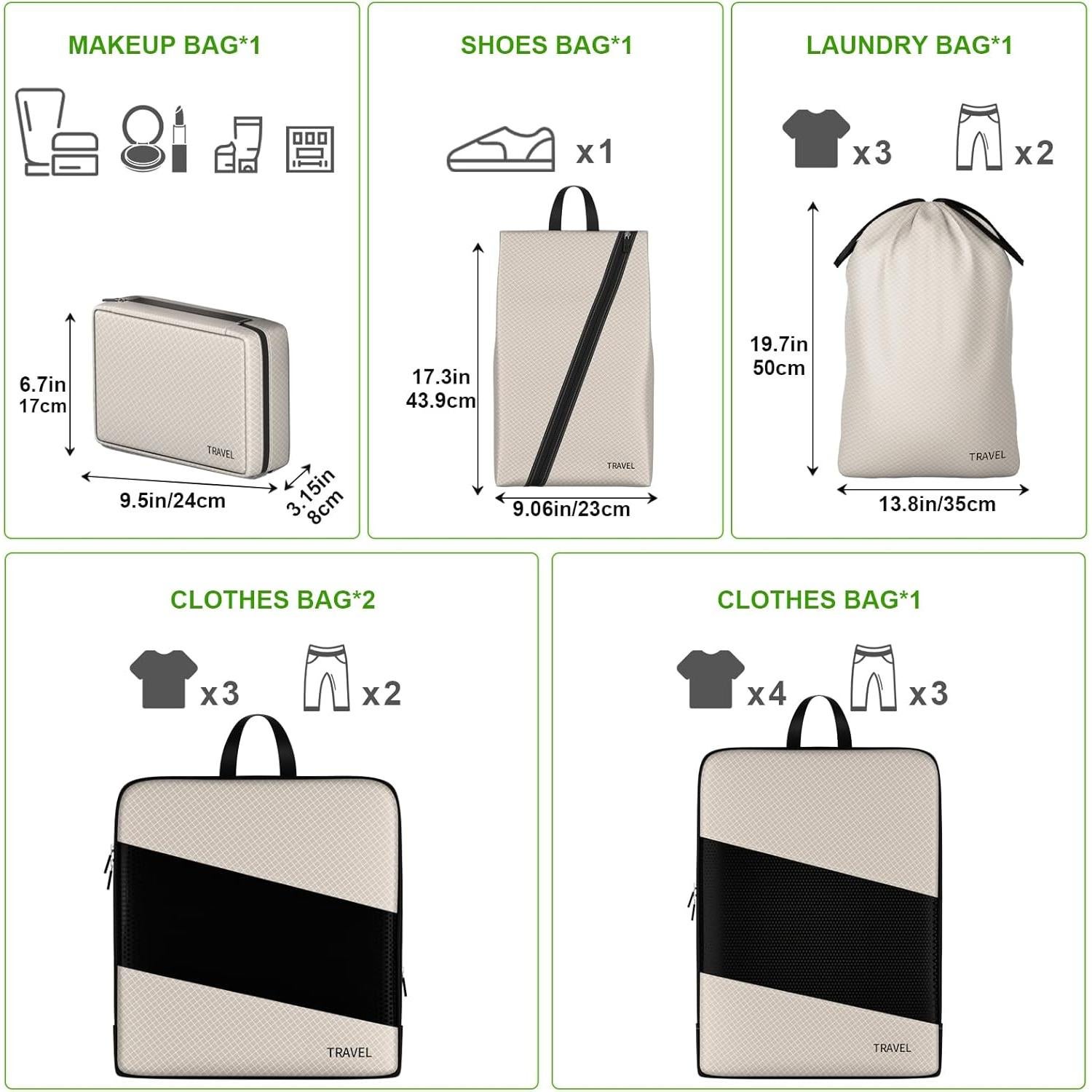 Cubos de Compresión UNTIFUL 6 Set Organizador de Viaje