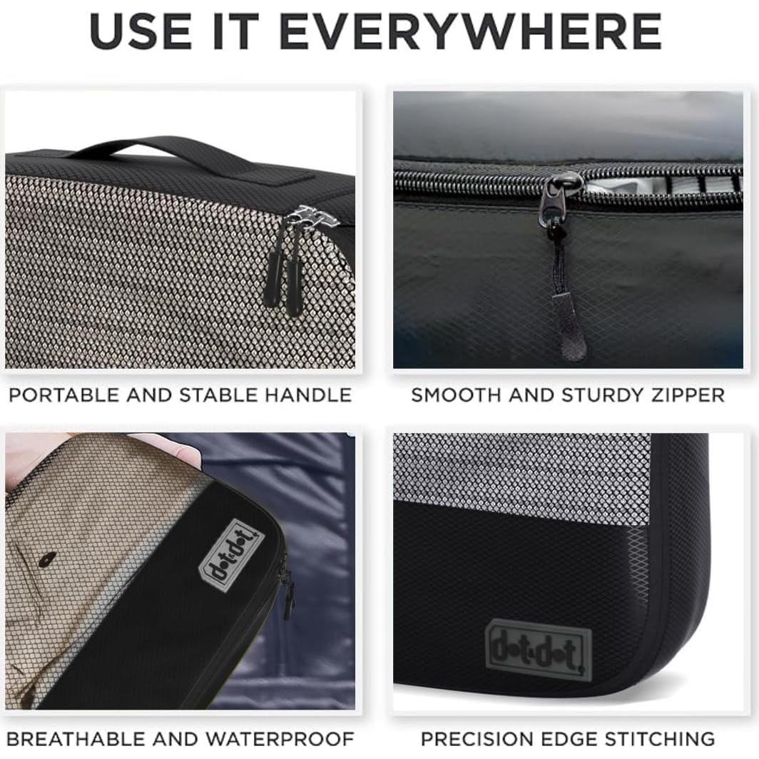 Cubos de Empaque Grandes Dot&Dot 5pc Negro para Viaje