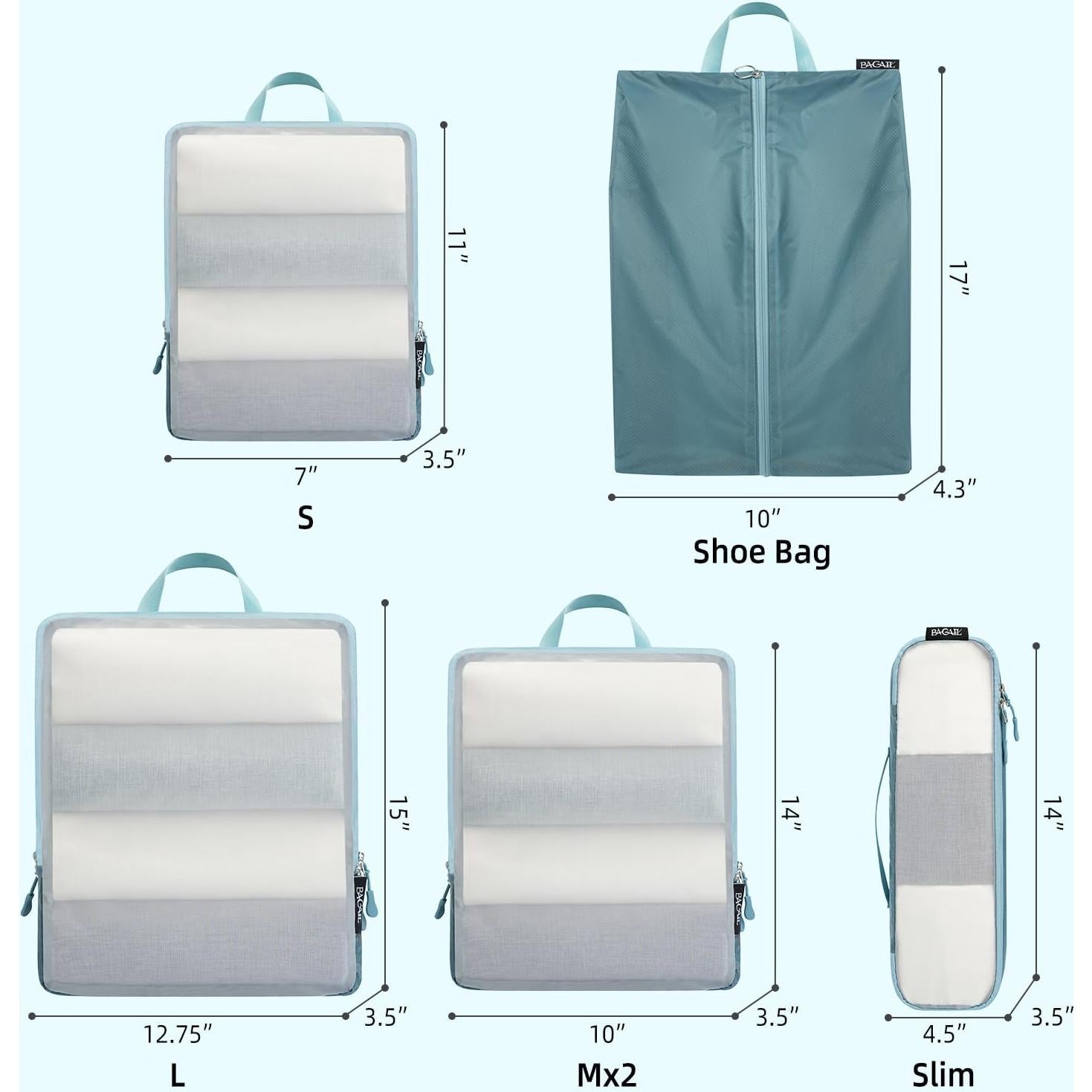 BAGAIL 6 Set Cubos de Compresión Ultraligeros Viaje