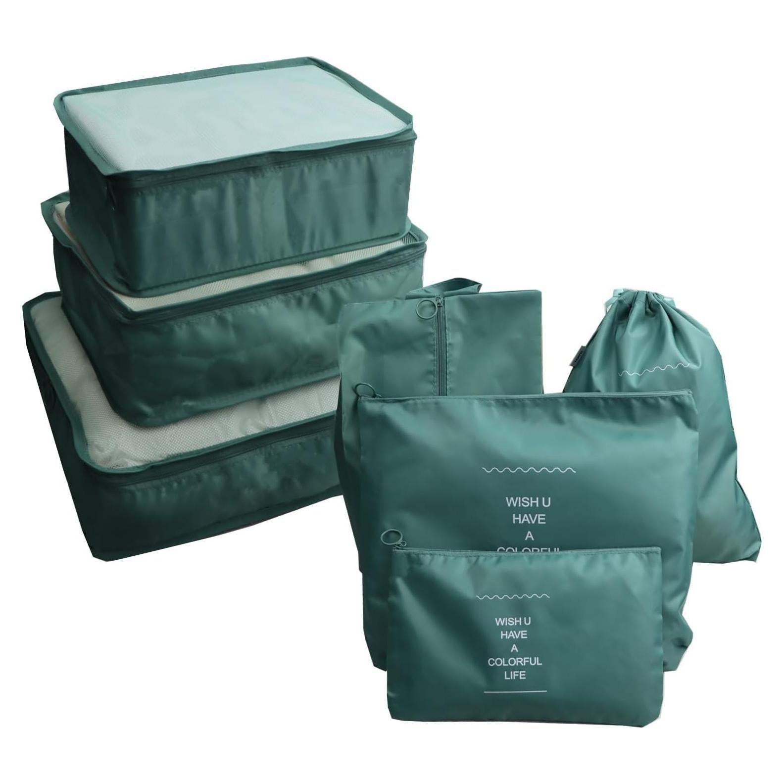 7 Cubos de Compresión para Equipaje GUIFIER Verde Oscuro