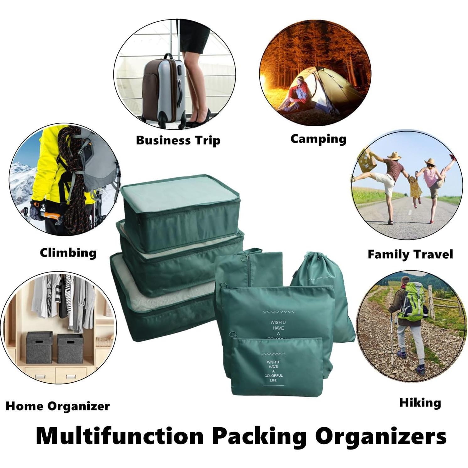 7 Cubos de Compresión para Equipaje GUIFIER Verde Oscuro