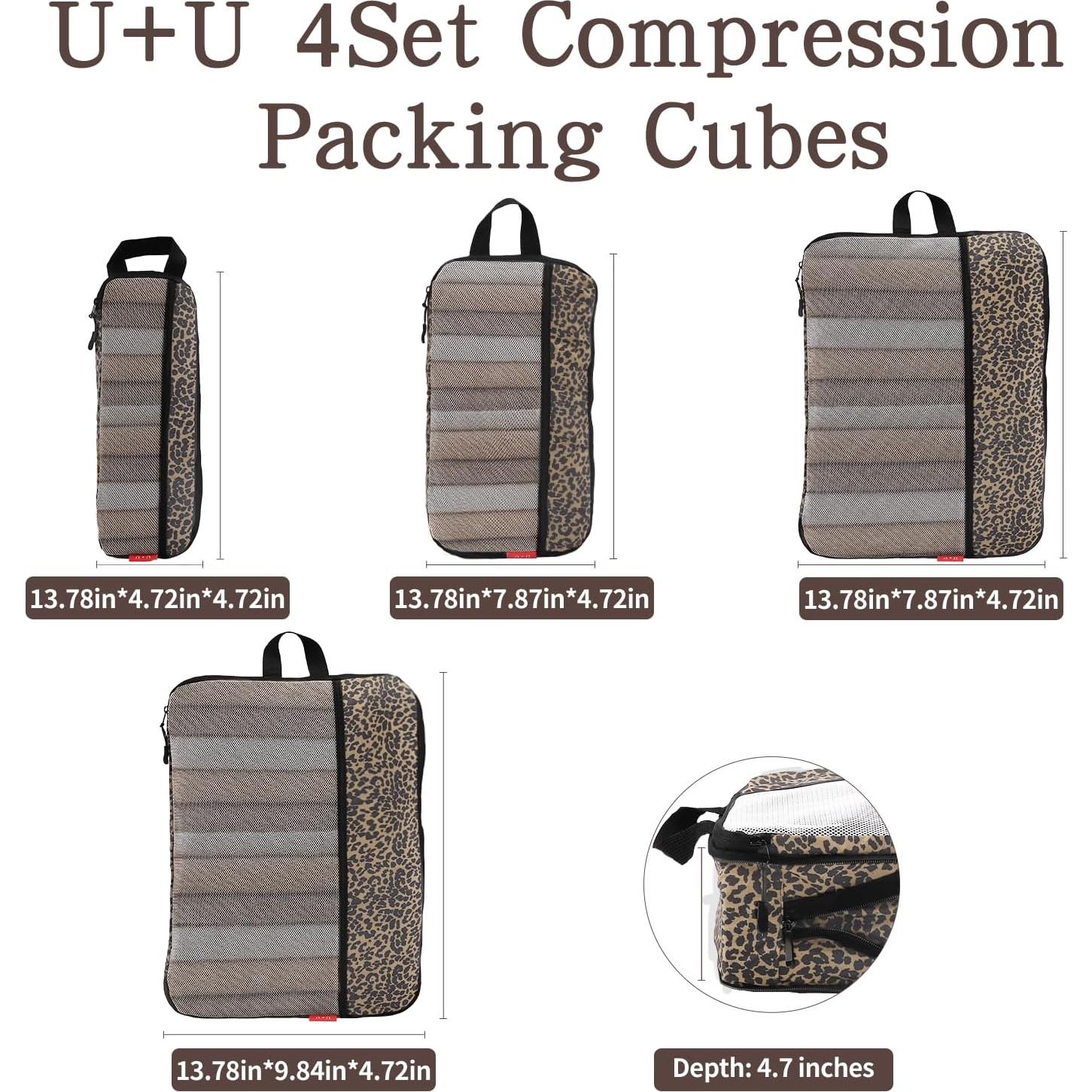 Cubos de Compresión U+U 4 Set Leopardo para Viaje 30.68x19.30cm