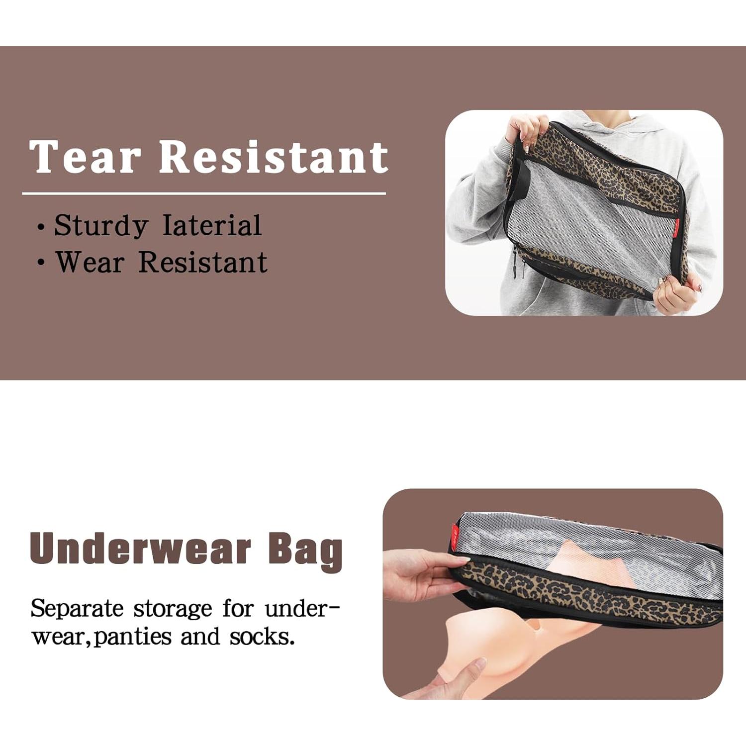 Cubos de Compresión U+U 4 Set Leopardo para Viaje 30.68x19.30cm