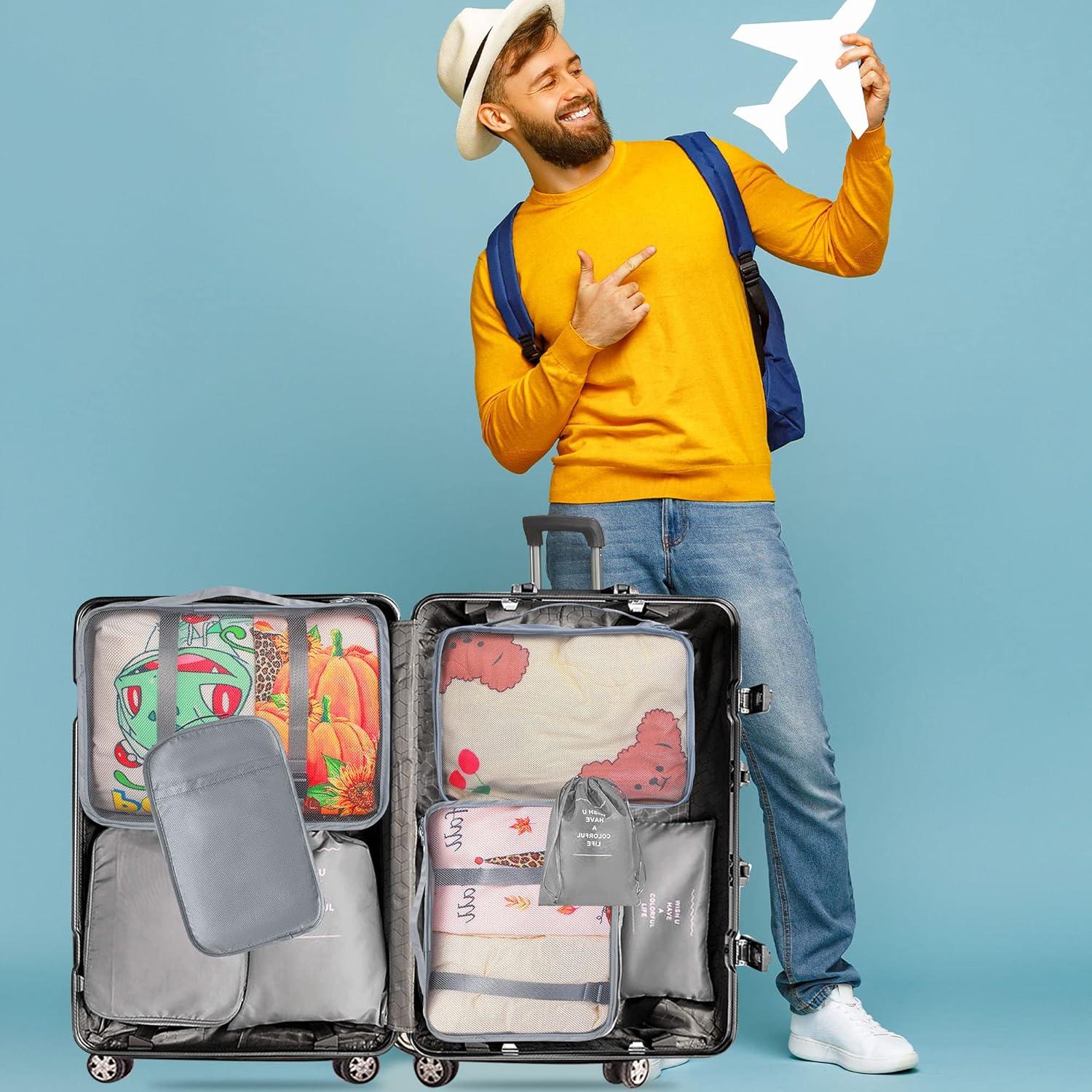 Set de 8 Cubos de Empaque kingdalux Gris para Viaje