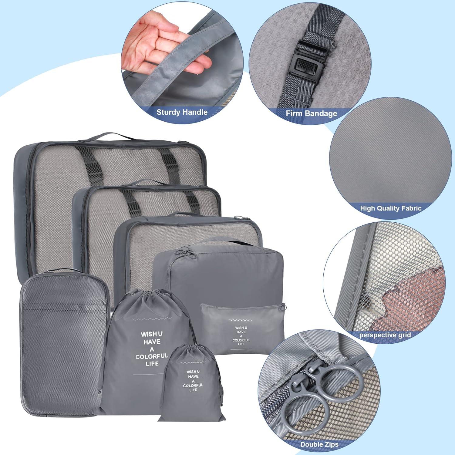 Set de 8 Cubos de Empaque kingdalux Gris para Viaje