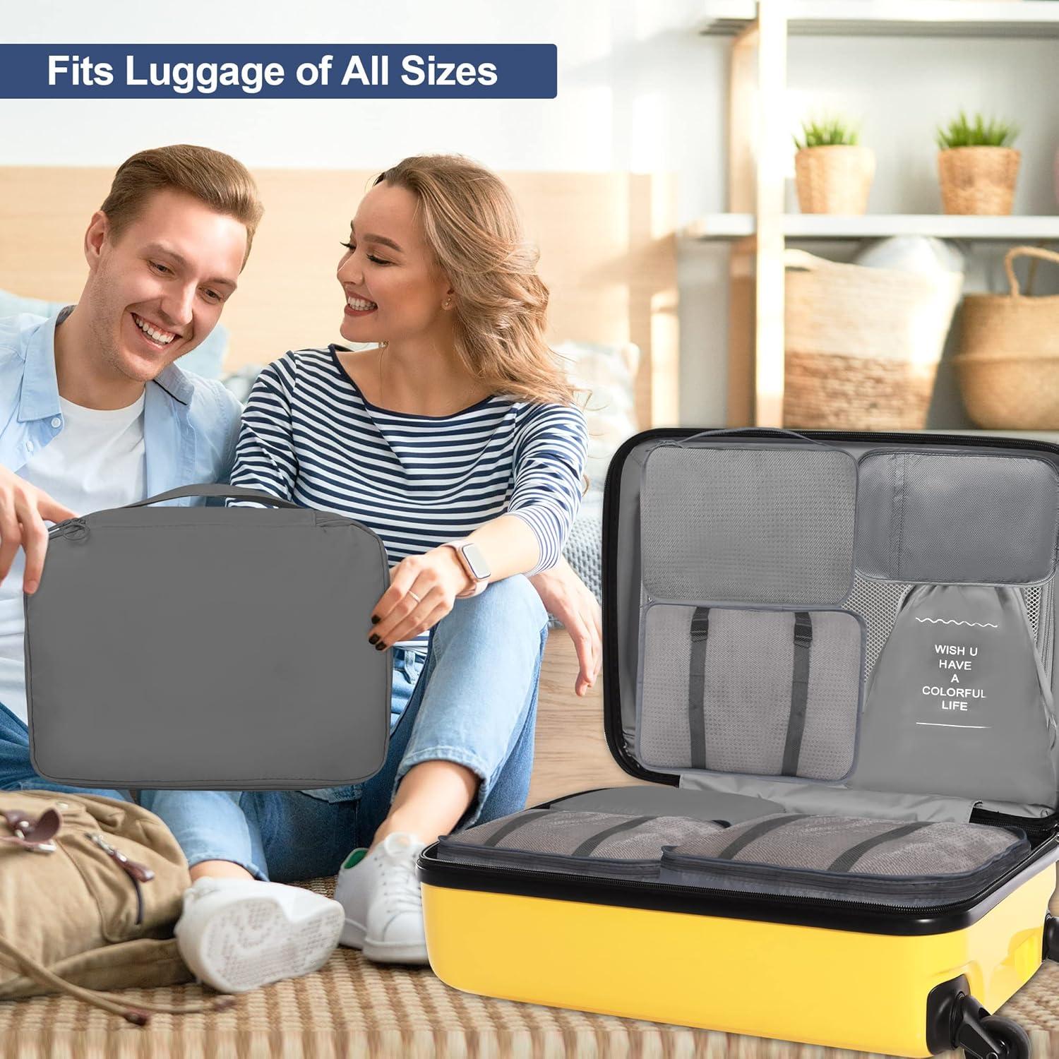 Set de 8 Cubos de Empaque kingdalux Gris para Viaje