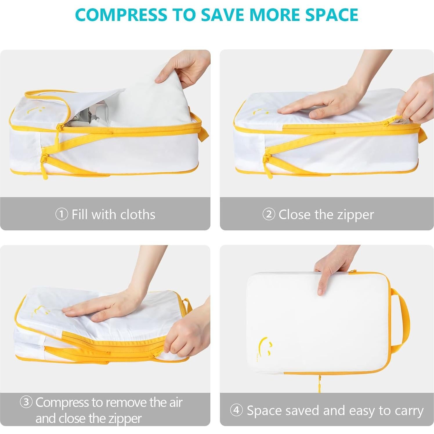 Travelkin 3 Set Cubos de Compresión para Maletas 4 Tamaños