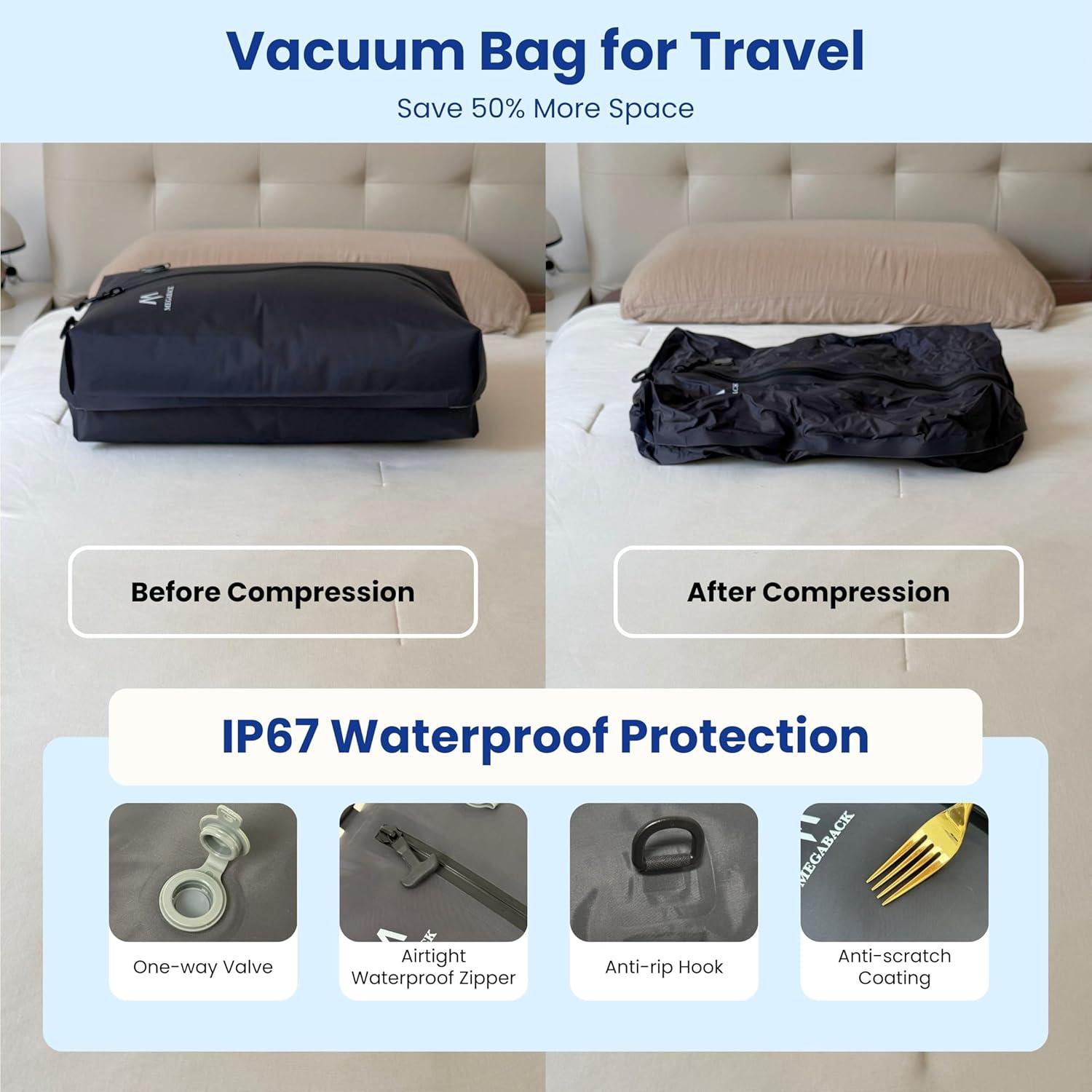 Bolsas de Vacío MEGABACK 2PC+Bomba Impermeables 30L