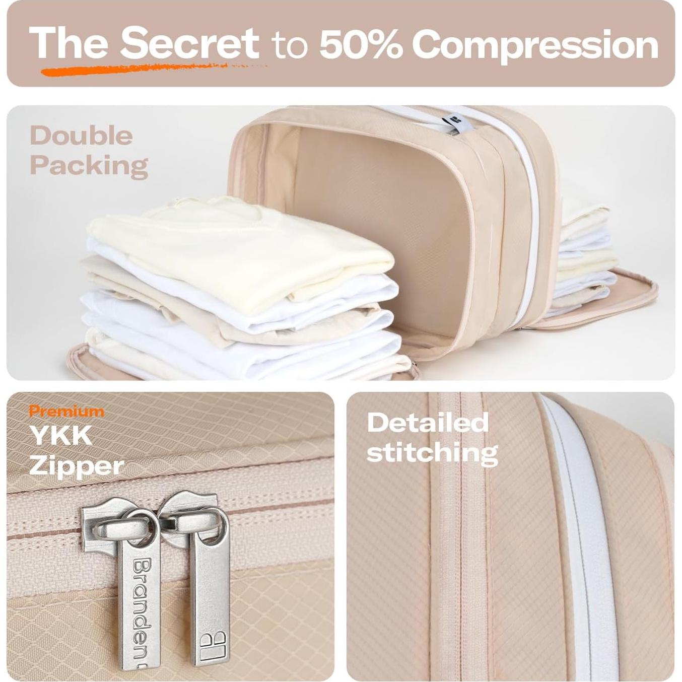 Cubo de Compresión Branden X-Large Beige Arena 40x30 cm